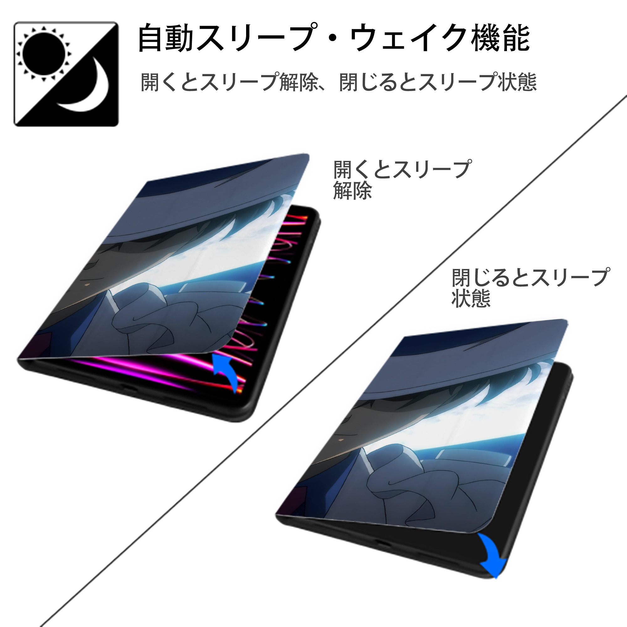 名探偵コナン Detective Conan IPad ケース ブック型 PUレザー TPU 耐衝撃 軽量 薄型 ペン収納なし 全面保護 IPad 各モデル対応