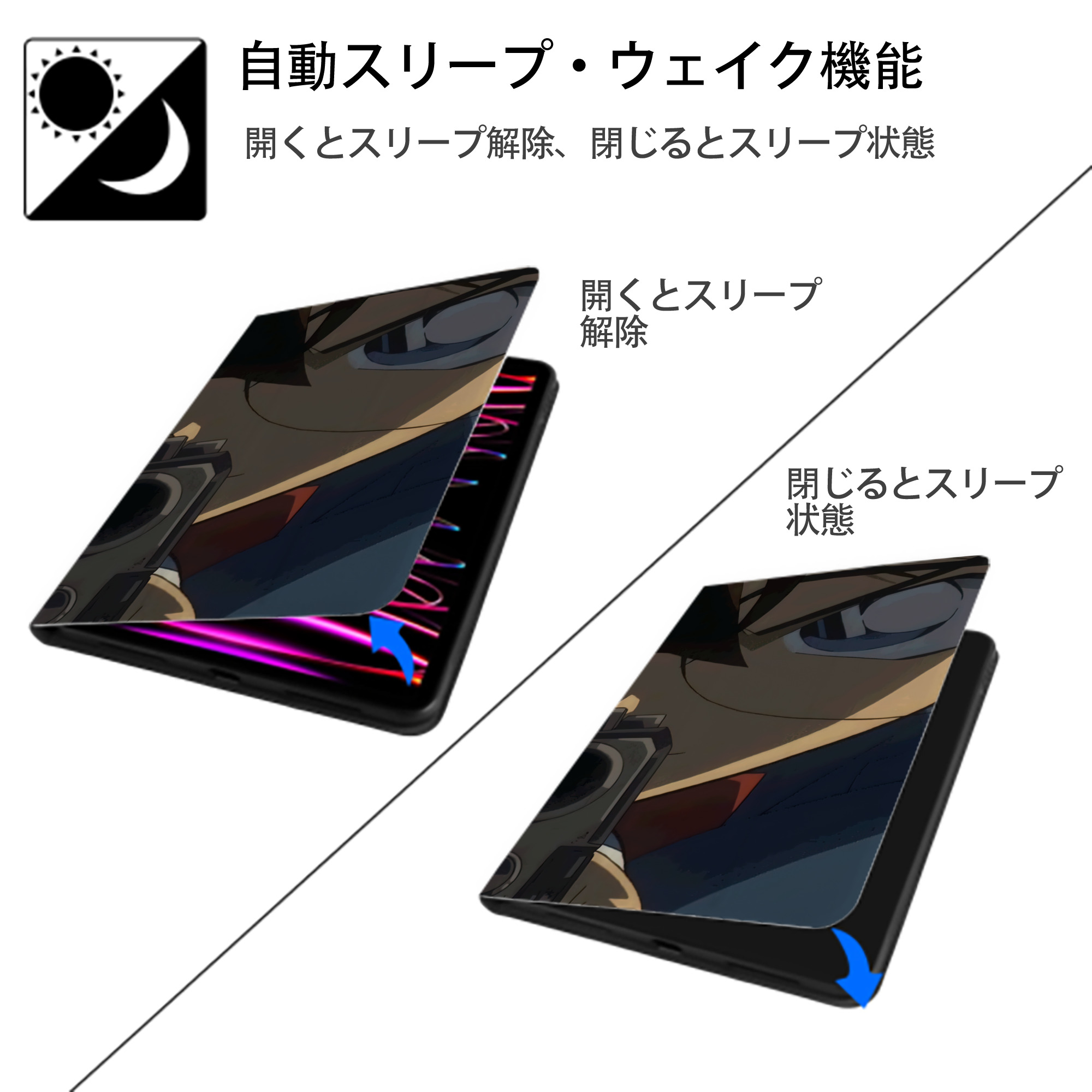 名探偵コナン Detective Conan IPad ケース ブック型 PUレザー TPU 耐衝撃 軽量 薄型 ペン収納なし 全面保護 IPad 各モデル対応