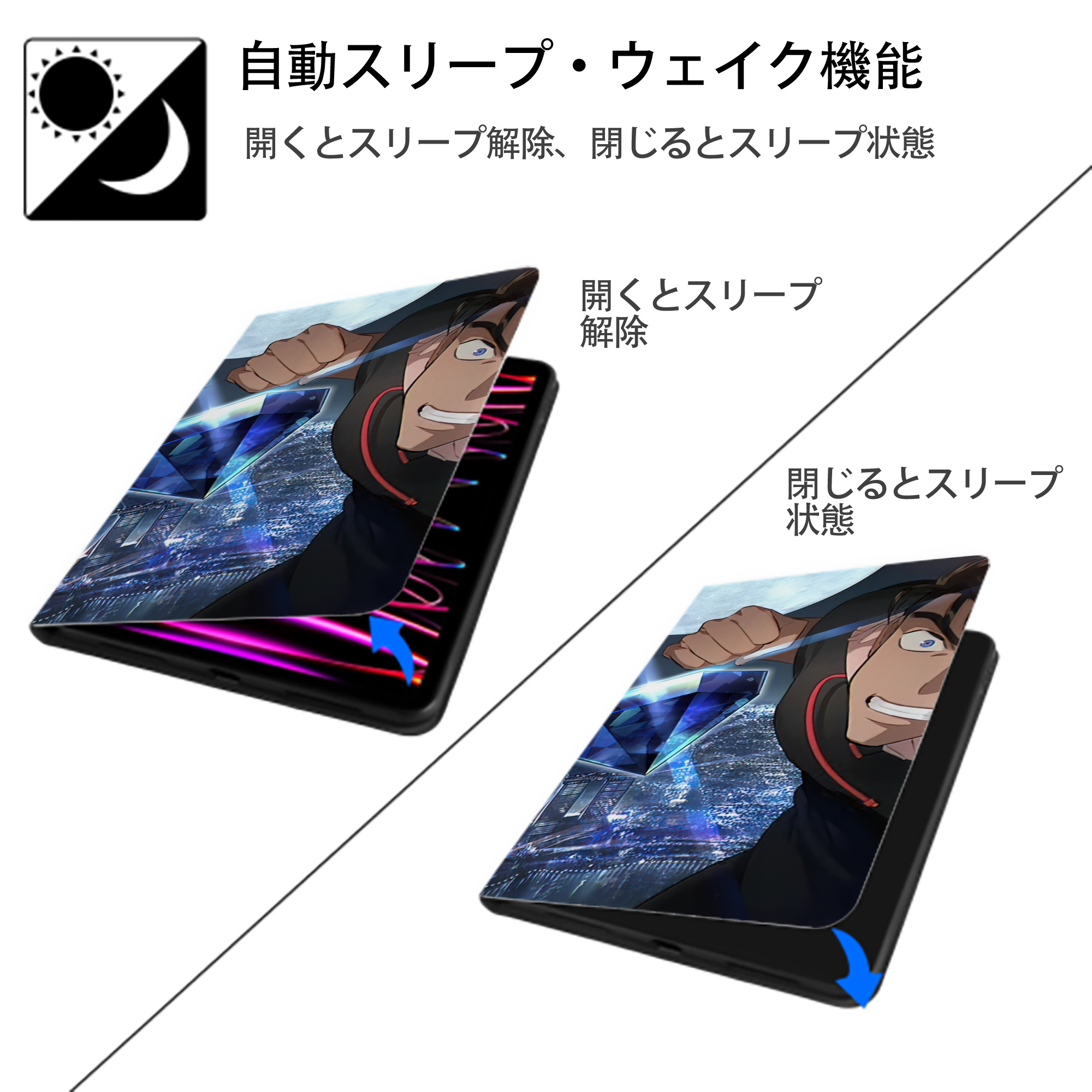 名探偵コナン Detective Conan IPad ケース ブック型 PUレザー TPU 耐衝撃 軽量 薄型 ペン収納なし 全面保護 IPad 各モデル対応