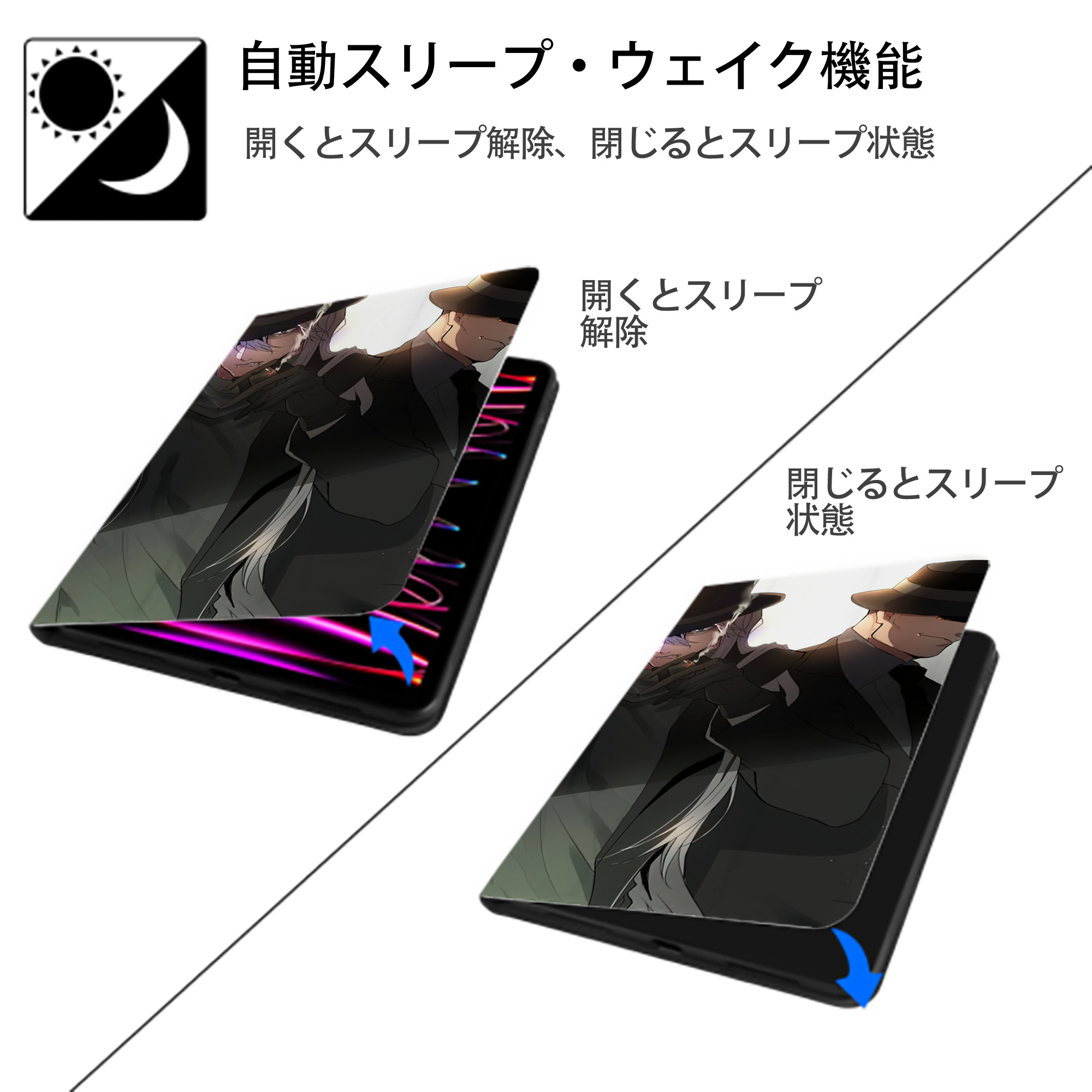 名探偵コナン Detective Conan IPadケース ペンホルダー付き ブックスタイルデザイン