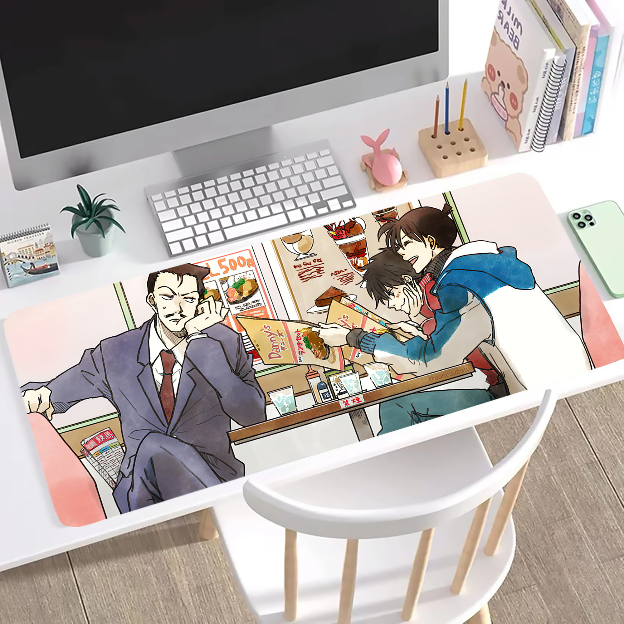（画像用） 名探偵コナン Detective Conan ステッチ加工 大判デスクマット／滑り止めマウスパッド