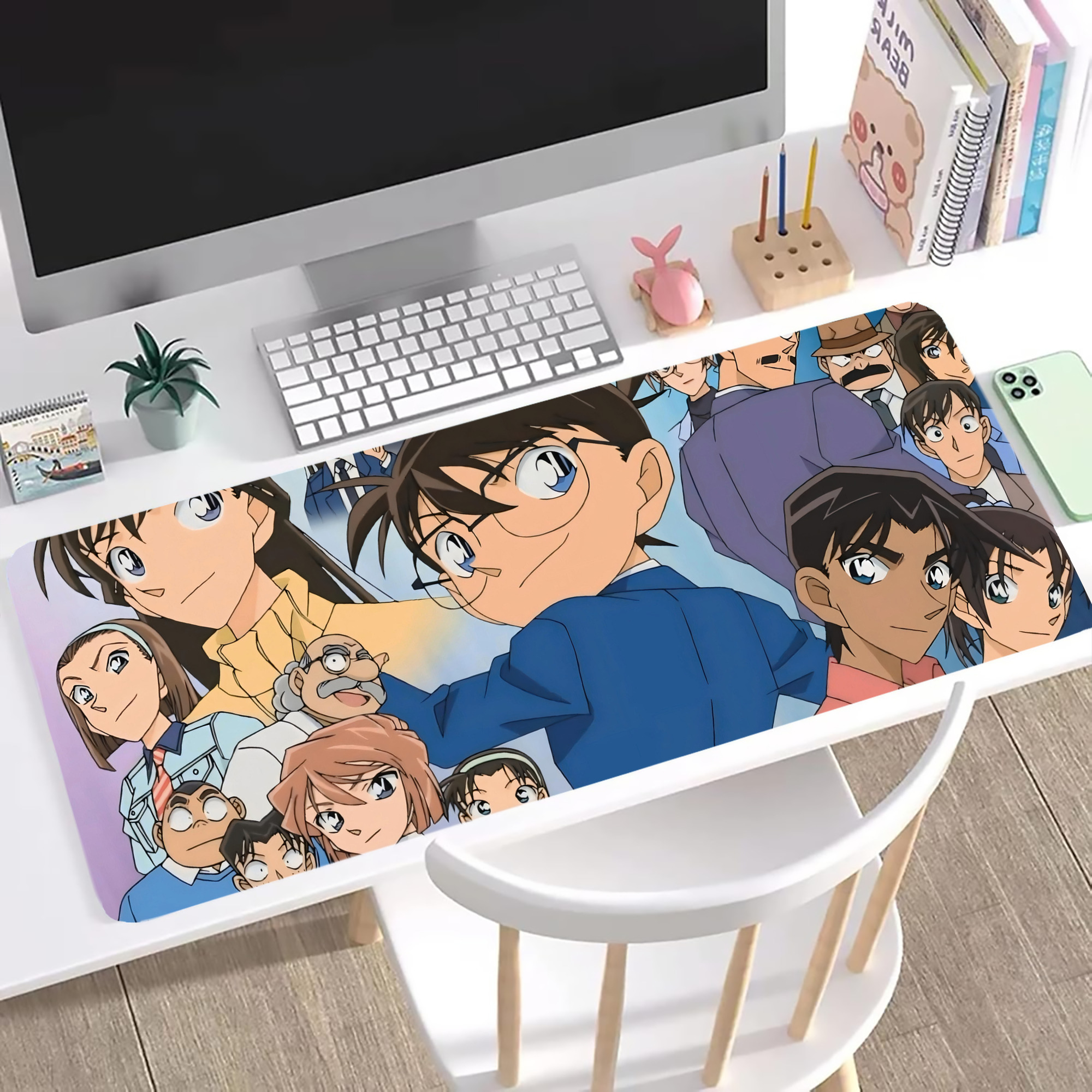 （画像用） 名探偵コナン Detective Conan ステッチ加工 大判デスクマット／滑り止めマウスパッド