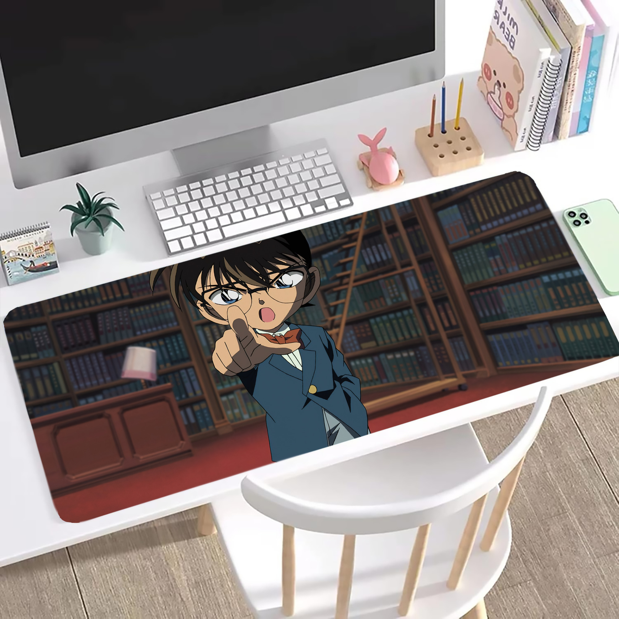 （画像用） 名探偵コナン Detective Conan ステッチ加工 大判デスクマット／滑り止めマウスパッド