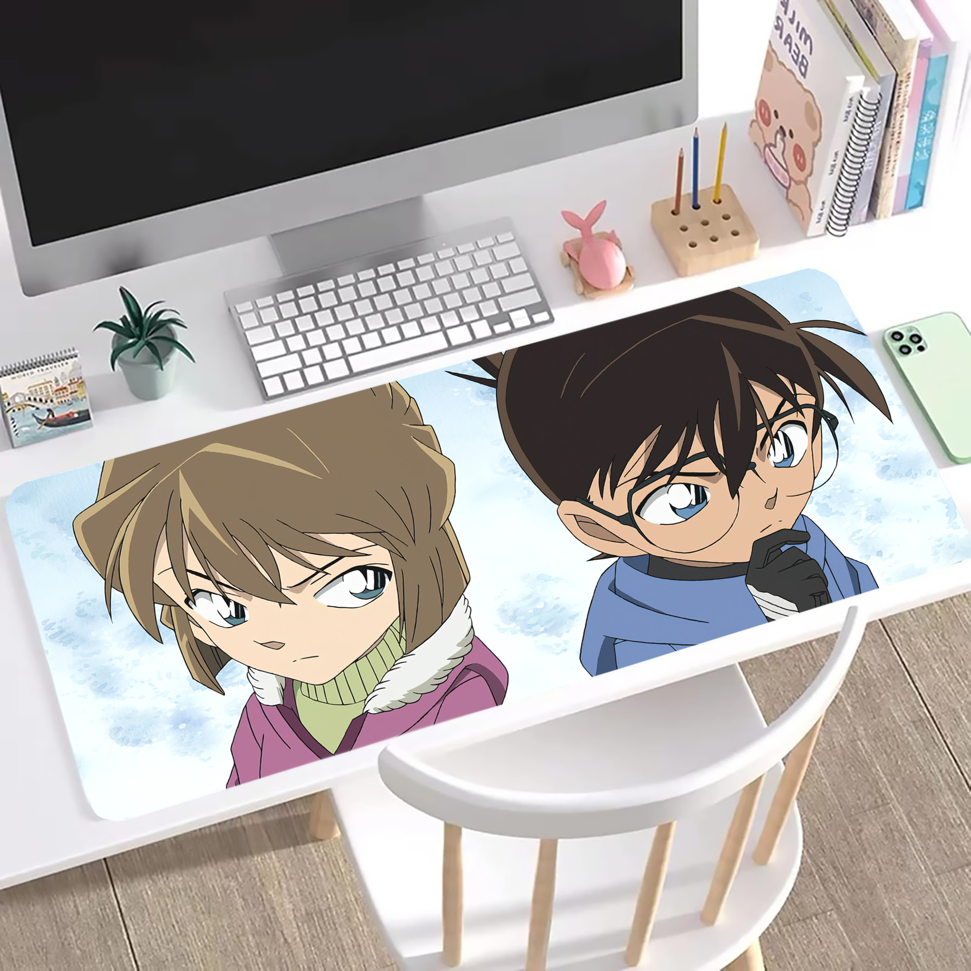 （画像用） 名探偵コナン Detective Conan ステッチ加工 大判デスクマット／滑り止めマウスパッド