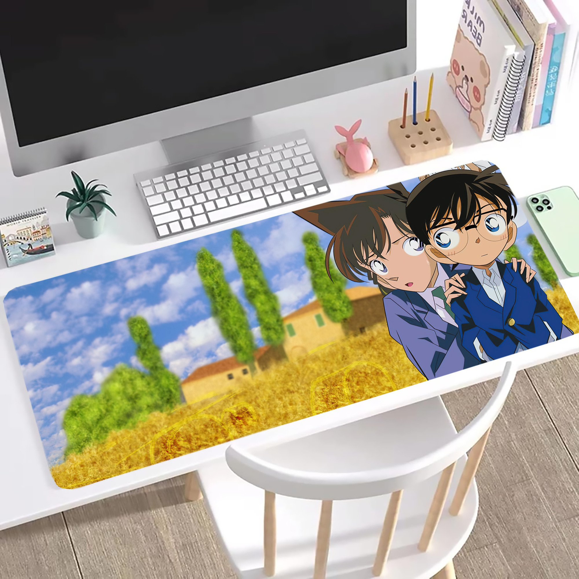 （画像用） 名探偵コナン Detective Conan ステッチ加工 大判デスクマット／滑り止めマウスパッド