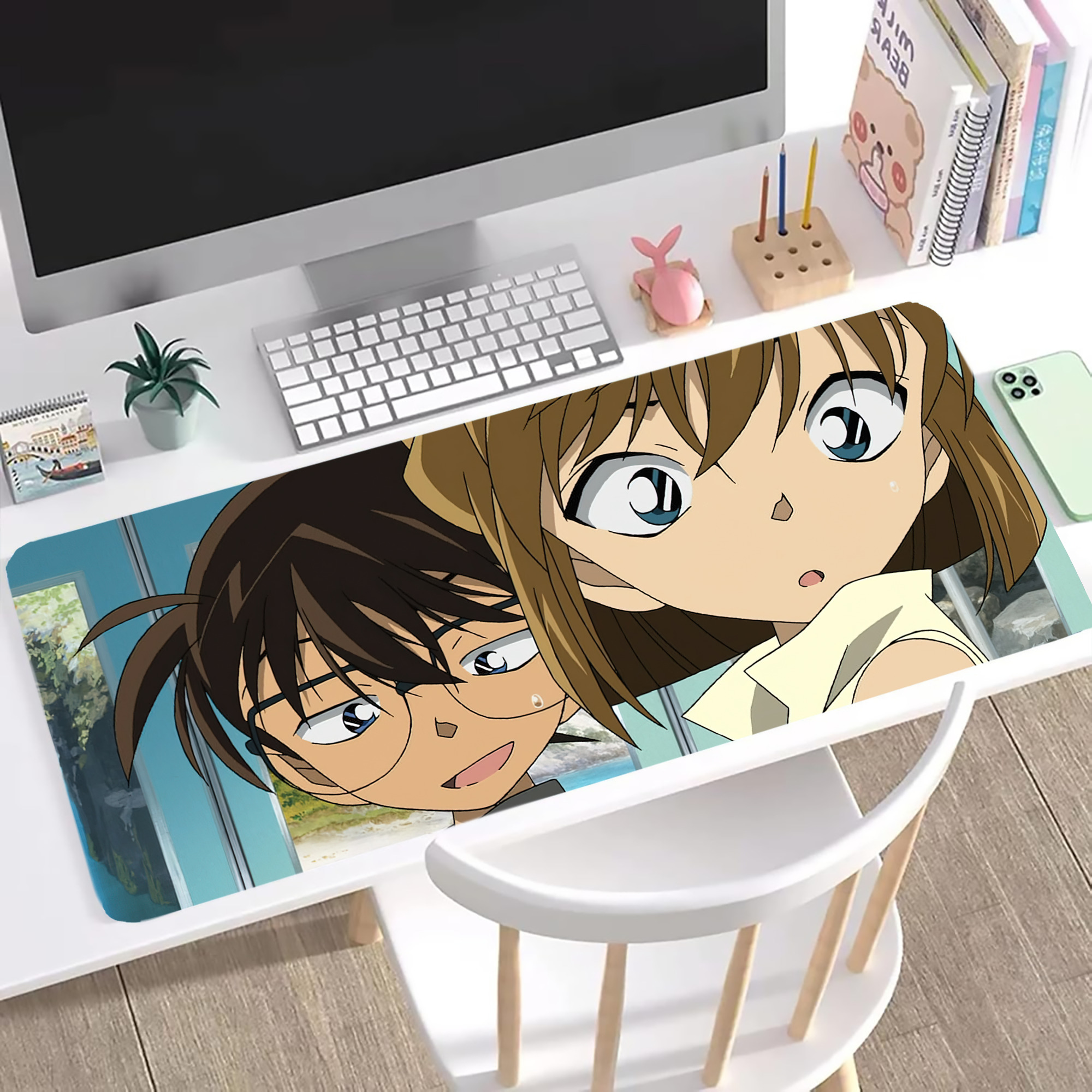 （画像用） 名探偵コナン Detective Conan ステッチ加工 大判デスクマット／滑り止めマウスパッド