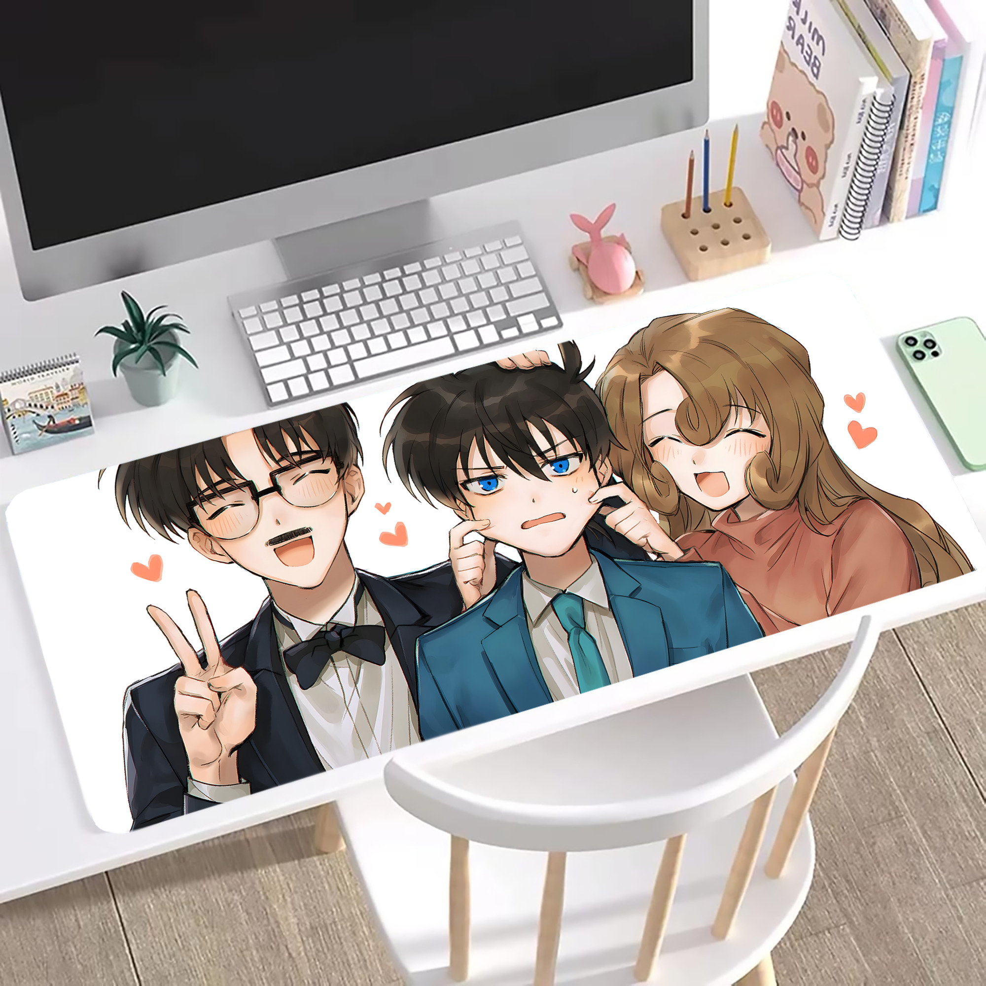 （画像用） 名探偵コナン Detective Conan ステッチ加工 大判デスクマット／滑り止めマウスパッド