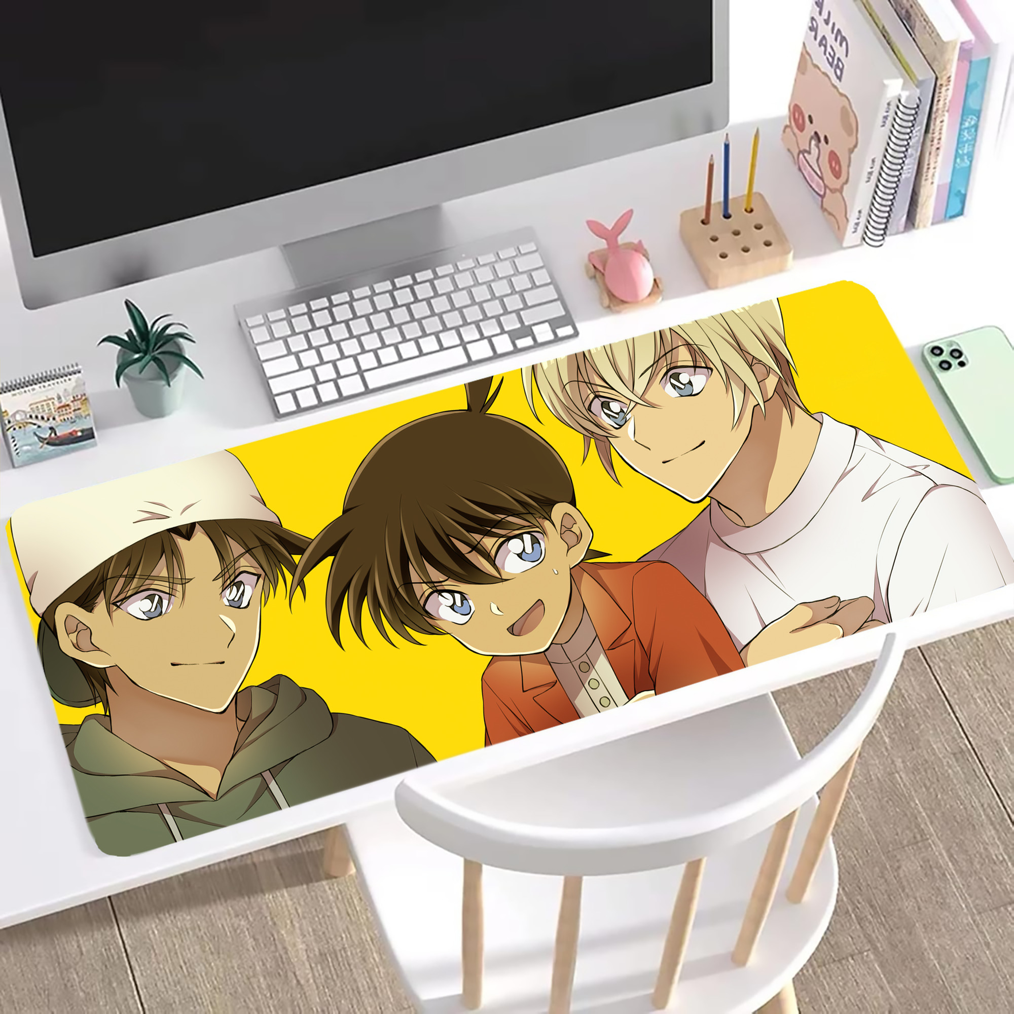 （画像用） 名探偵コナン Detective Conan ステッチ加工 大判デスクマット／滑り止めマウスパッド