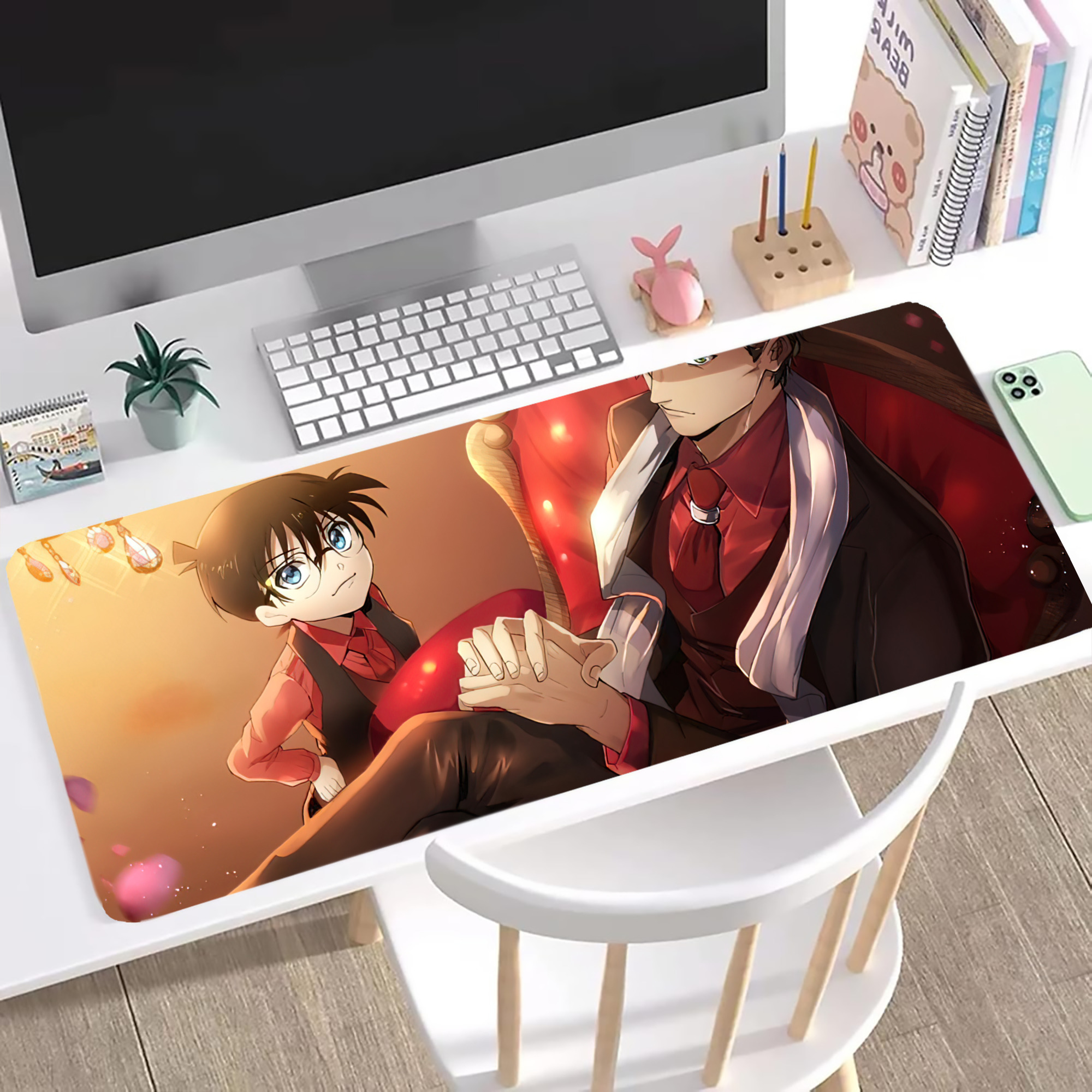 （画像用） 名探偵コナン Detective Conan ステッチ加工 大判デスクマット／滑り止めマウスパッド