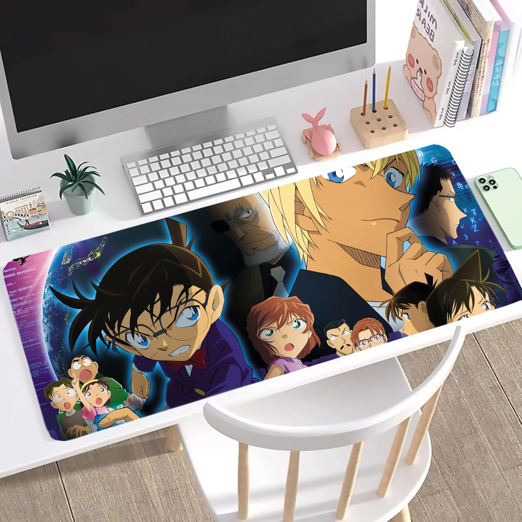 （画像用） 名探偵コナン Detective Conan ステッチ加工 大判デスクマット／滑り止めマウスパッド