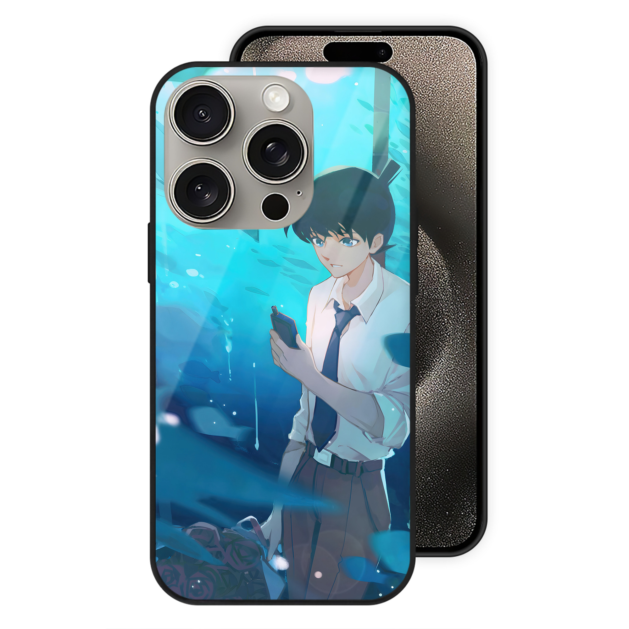 （画像用） 名探偵コナン Detective Conan 【iPhone15Pro対応】スマホケース 耐衝撃＆黄変防止 背面ガラス