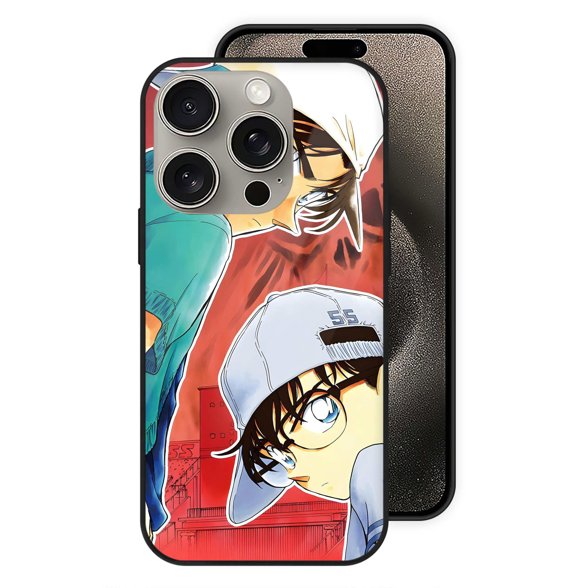（画像用） 名探偵コナン Detective Conan 【iPhone15Pro対応】スマホケース 耐衝撃＆黄変防止 背面ガラス