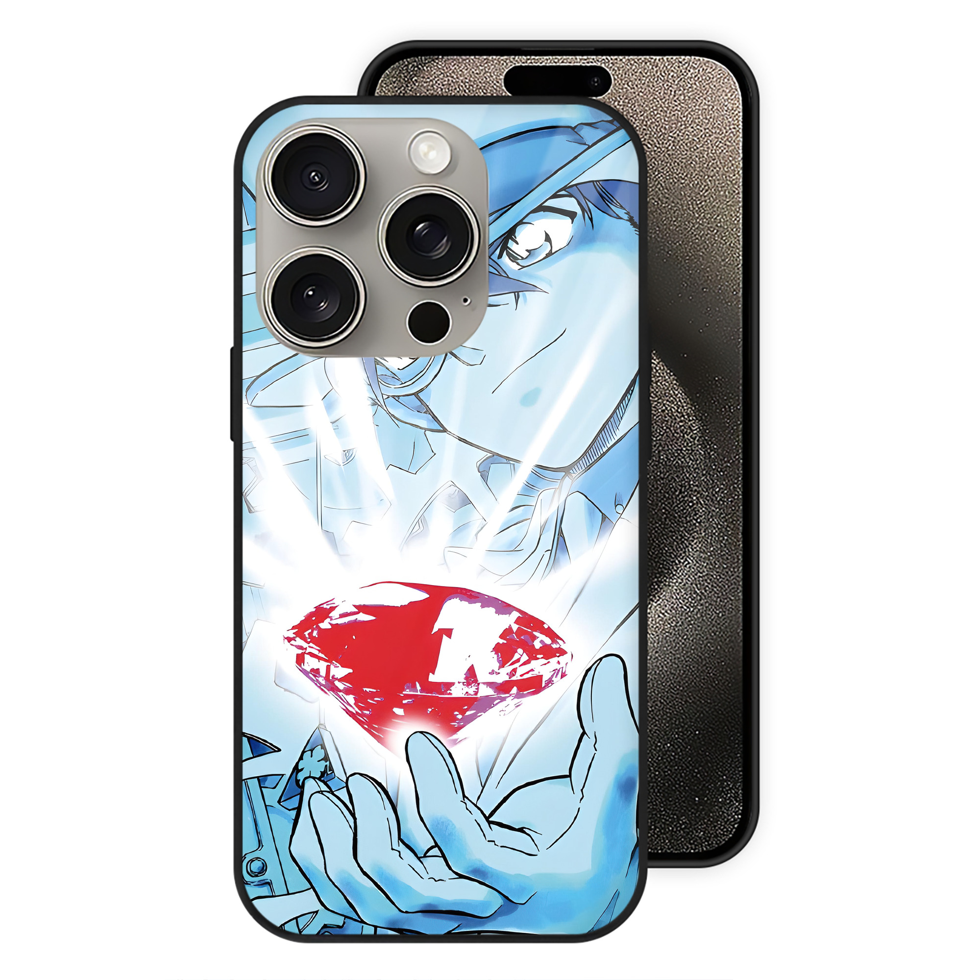 （画像用） 名探偵コナン Detective Conan 【iPhone15Pro対応】スマホケース 耐衝撃＆黄変防止 背面ガラス