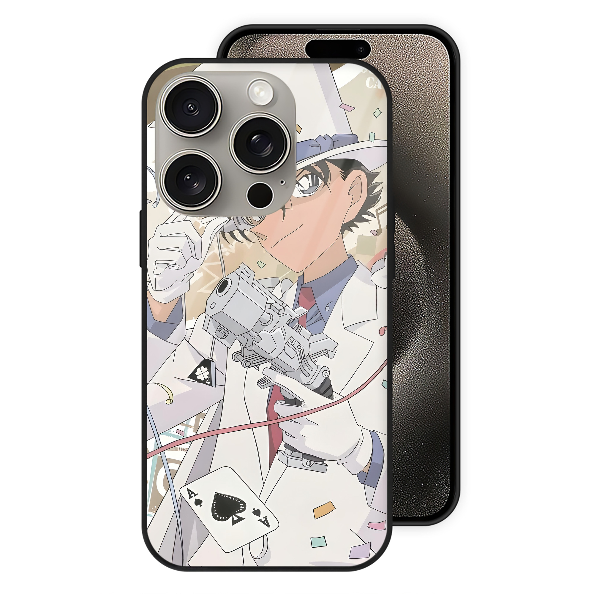 （画像用） 名探偵コナン Detective Conan 【iPhone15Pro対応】スマホケース 耐衝撃＆黄変防止 背面ガラス
