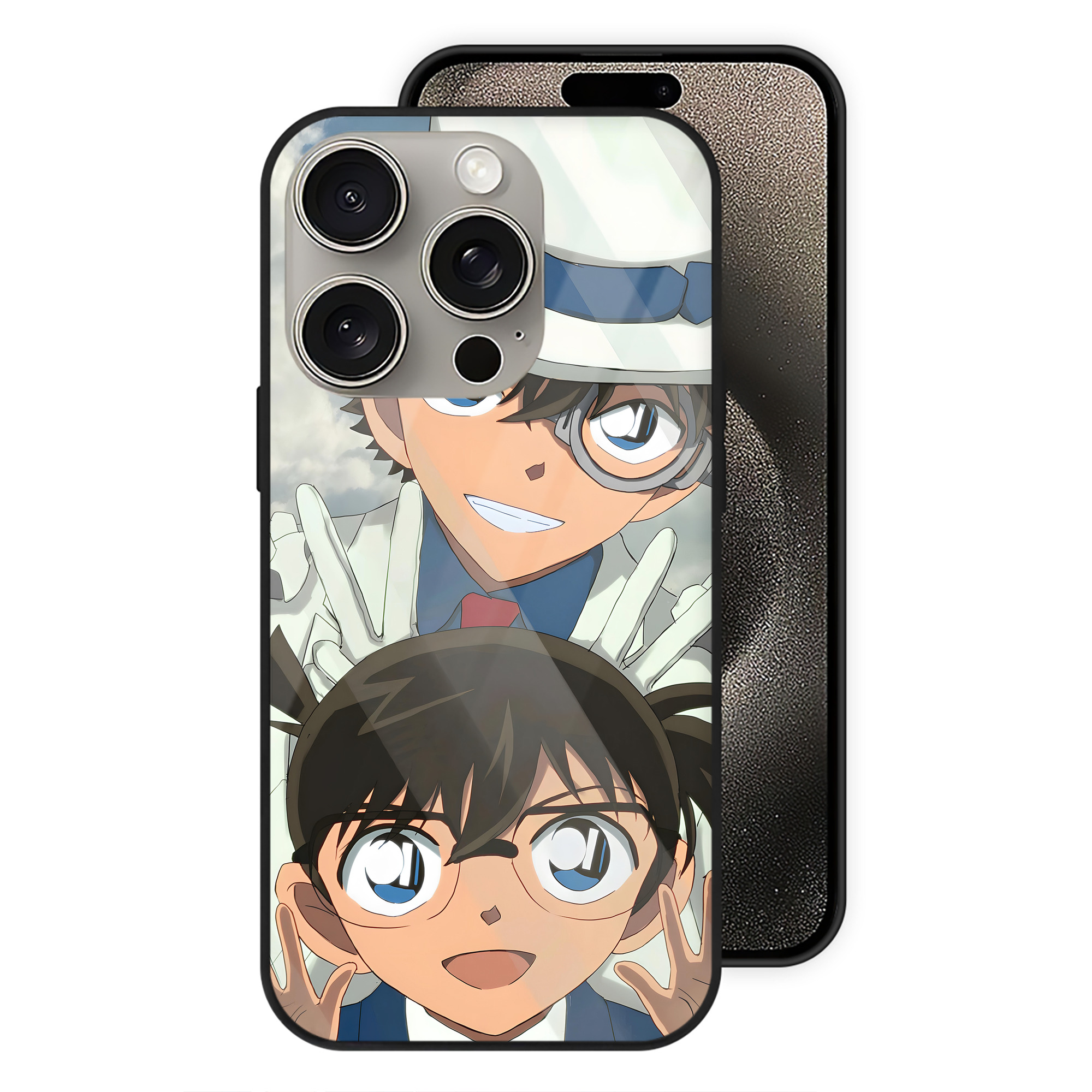 （画像用） 名探偵コナン Detective Conan 【iPhone15Pro対応】スマホケース 耐衝撃＆黄変防止 背面ガラス