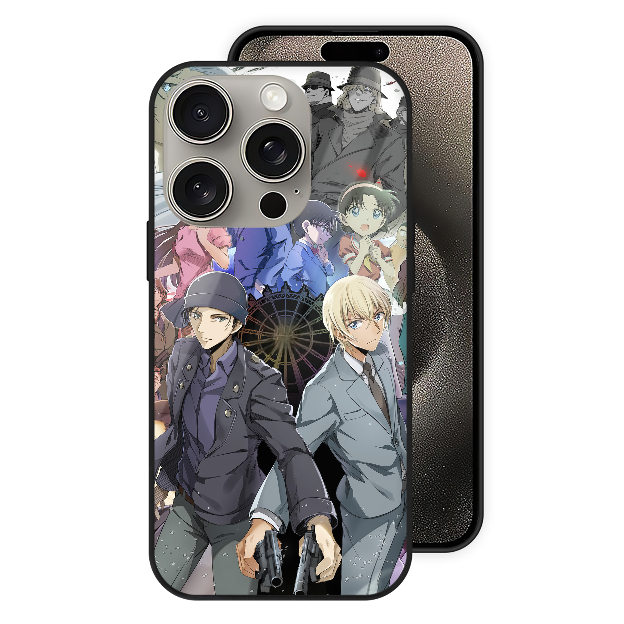 （画像用） 名探偵コナン Detective Conan 【iPhone15Pro対応】スマホケース 耐衝撃＆黄変防止 背面ガラス