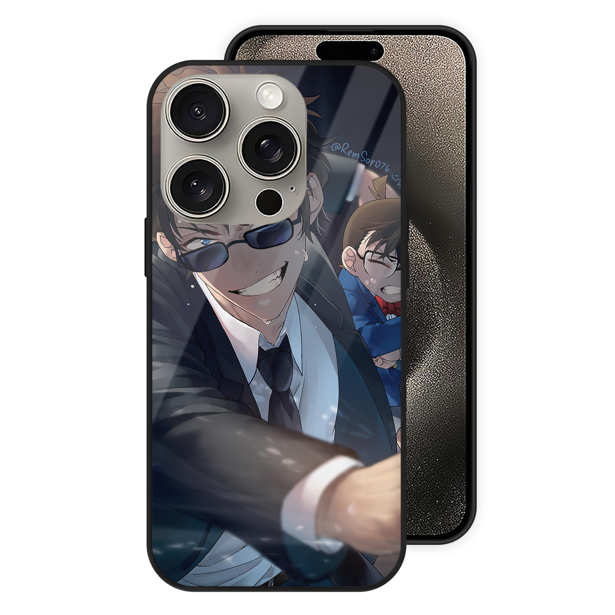 （画像用） 名探偵コナン Detective Conan 【iPhone15Pro対応】スマホケース 耐衝撃＆黄変防止 背面ガラス