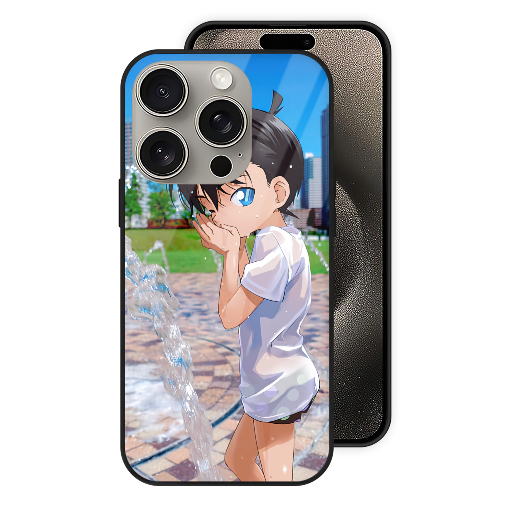 （画像用） 名探偵コナン Detective Conan 【iPhone15Pro対応】スマホケース 耐衝撃＆黄変防止 背面ガラス