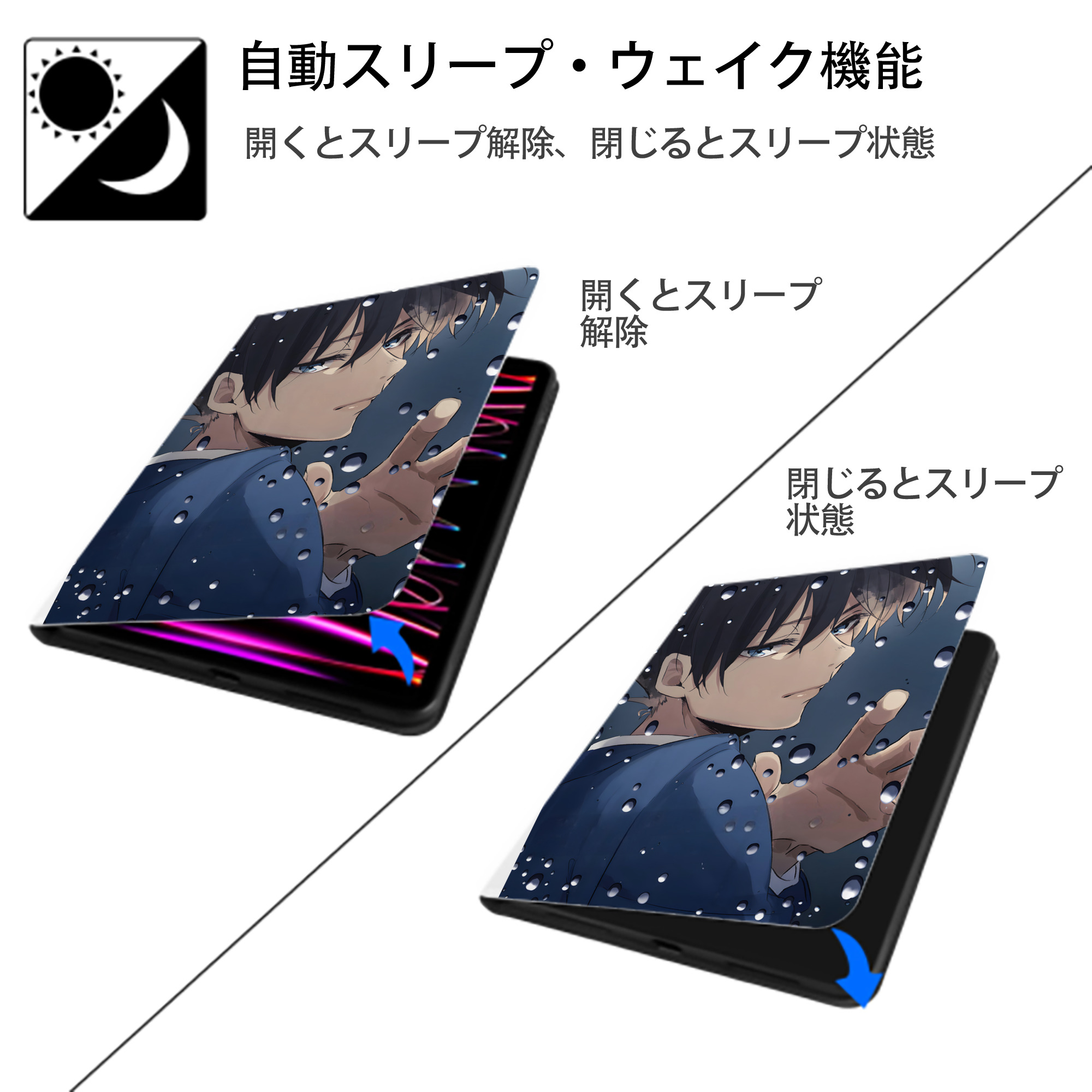 名探偵コナン Detective Conan IPad ケース ペン収納付き 三つ折りスタンド PUレザー×シリコン 対応機種9.5/10.5/10.9インチ