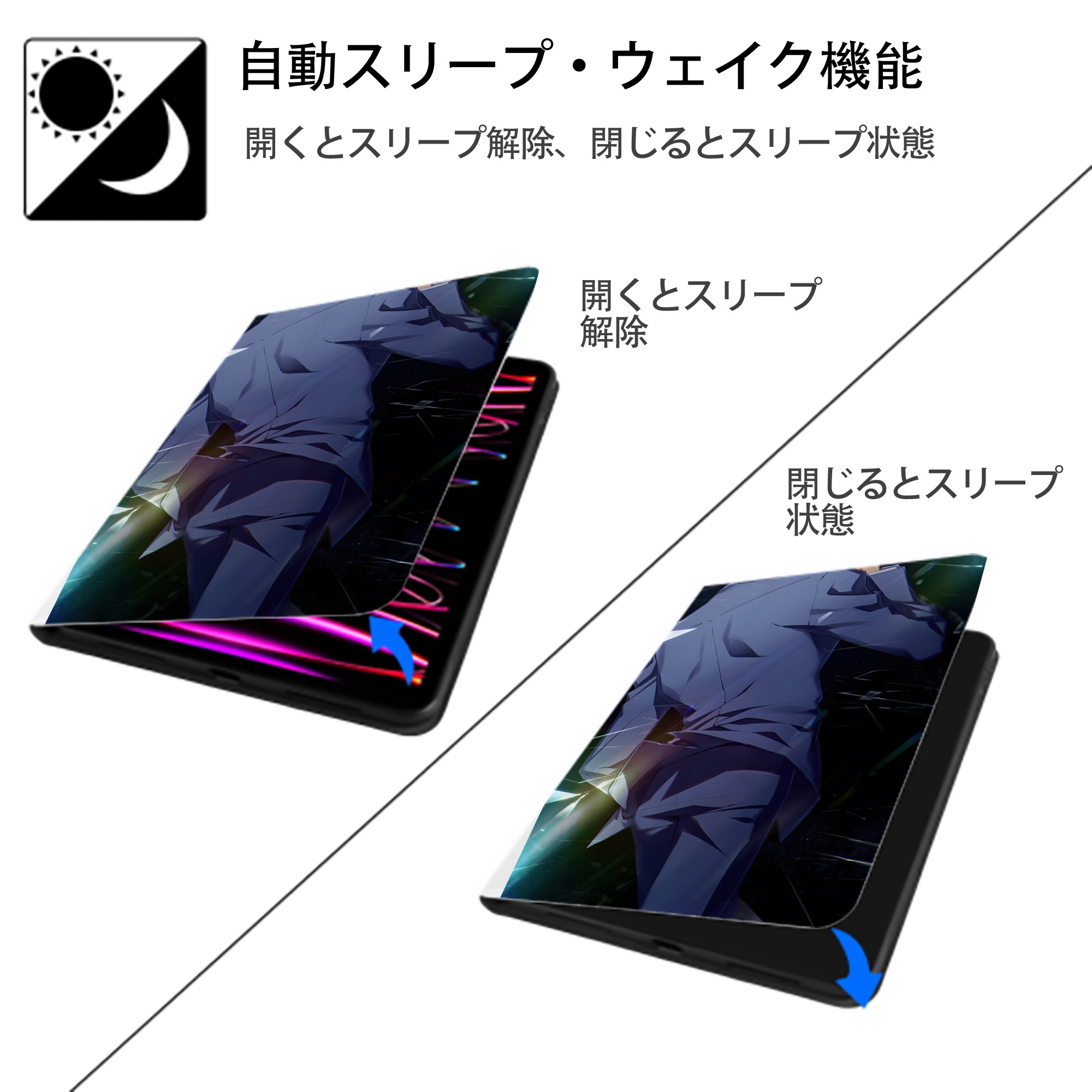 名探偵コナン Detective Conan IPad ケース ペン収納付き 三つ折りスタンド PUレザー×シリコン 対応機種9.5/10.5/10.9インチ