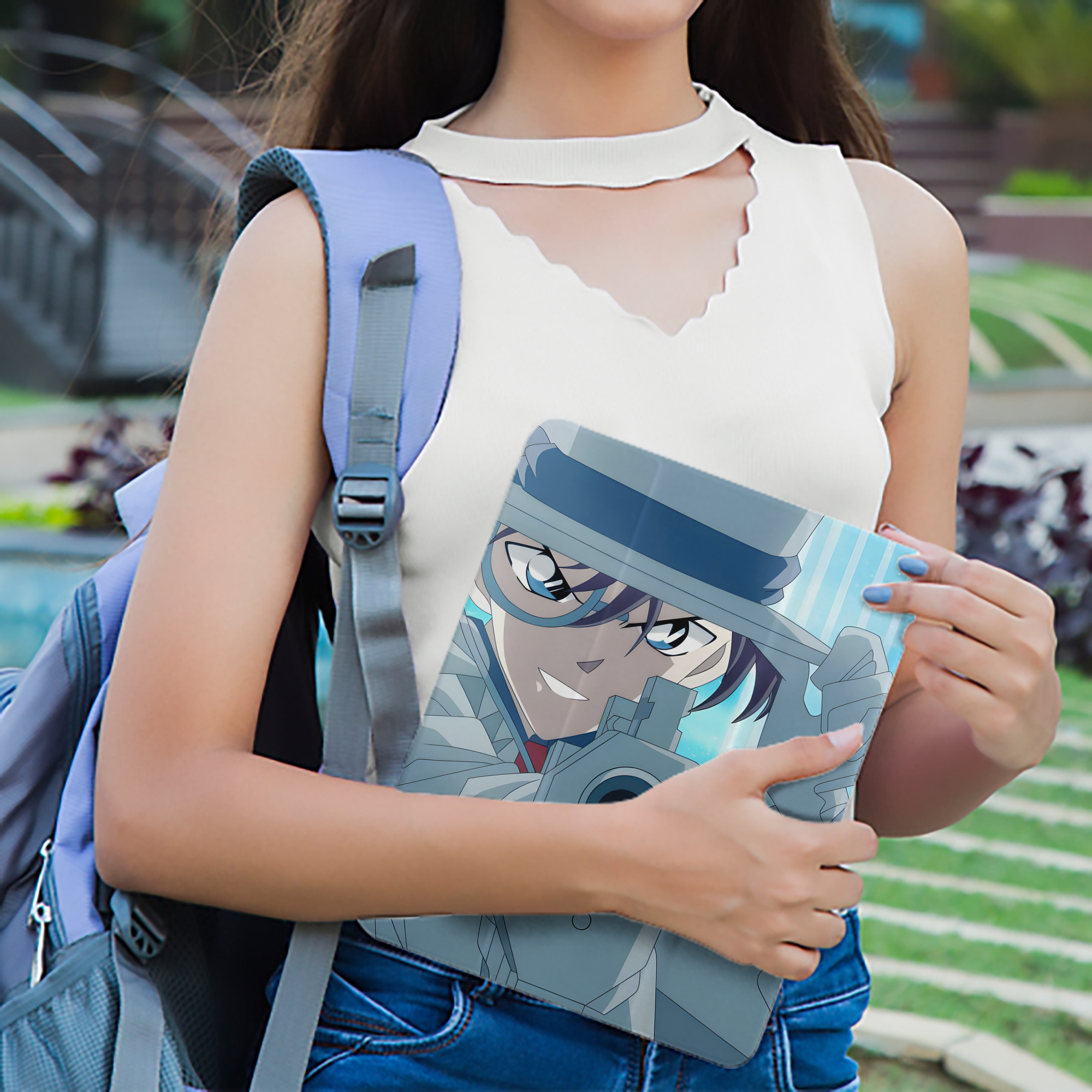名探偵コナン Detective Conan IPad ケース ペン収納付き 三つ折りスタンド PUレザー×シリコン 対応機種9.5/10.5/10.9インチ