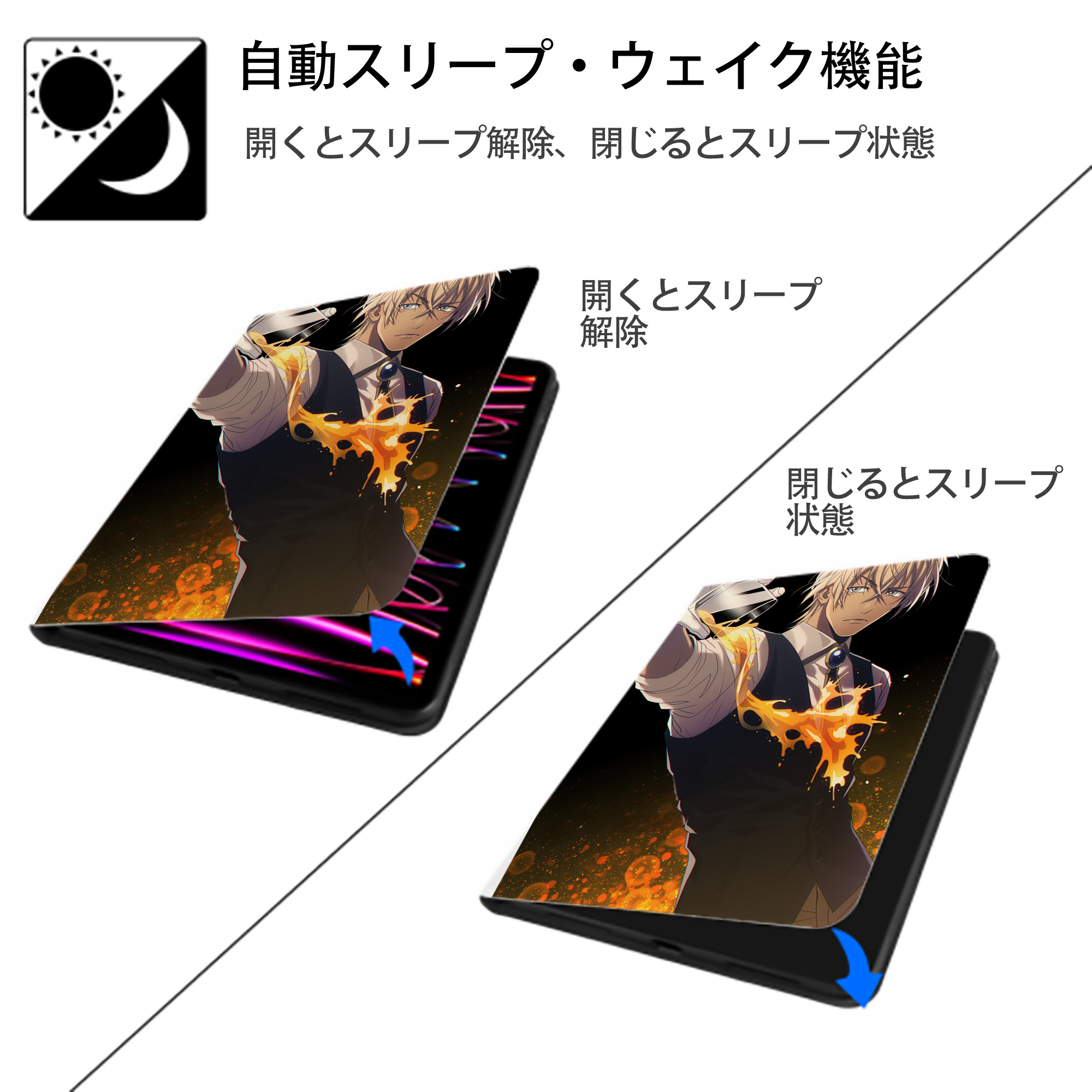 名探偵コナン Detective Conan IPad ケース ペン収納付き 三つ折りスタンド PUレザー×シリコン 対応機種9.5/10.5/10.9インチ