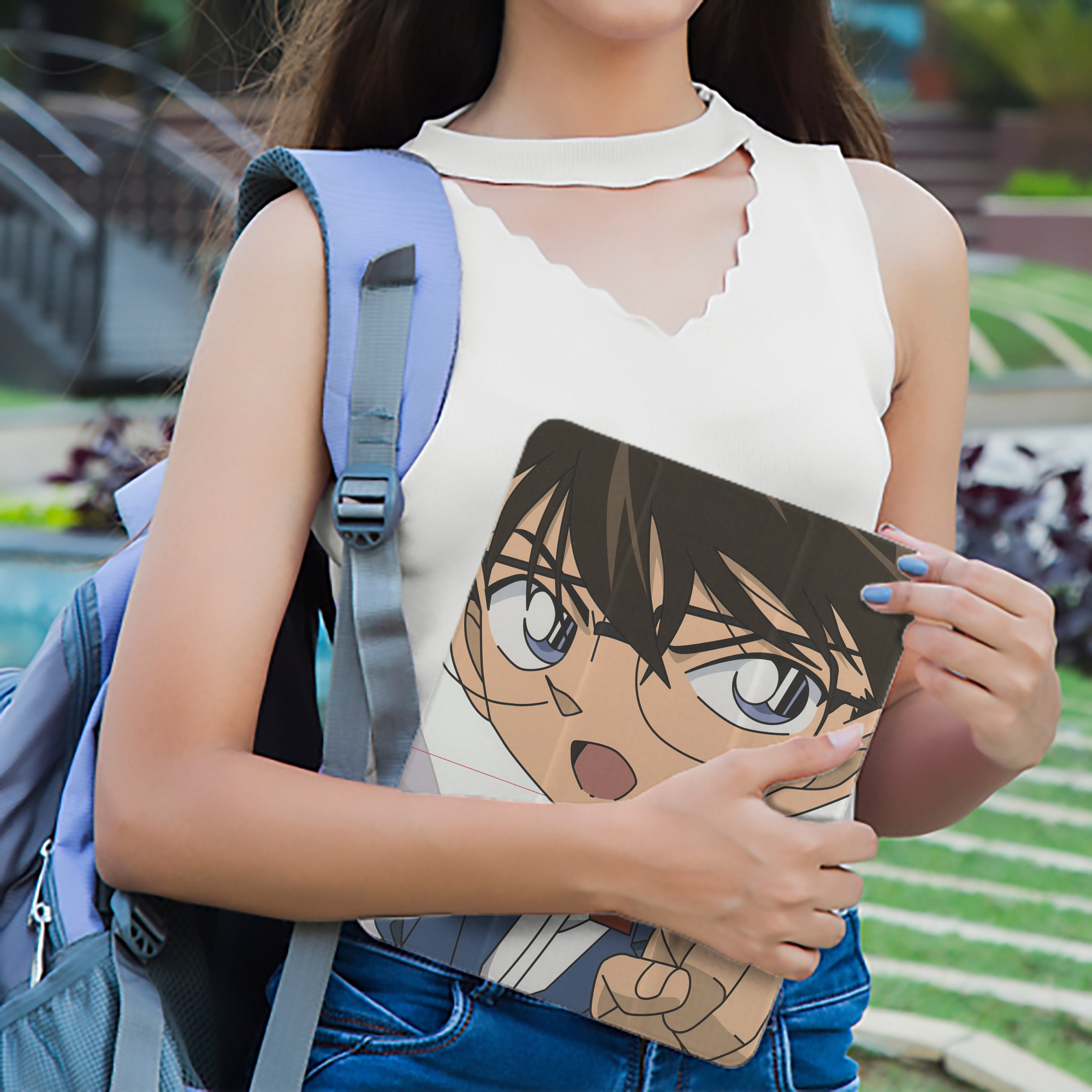 名探偵コナン Detective Conan IPad ケース ペン収納付き 三つ折りスタンド PUレザー×シリコン 対応機種9.5/10.5/10.9インチ