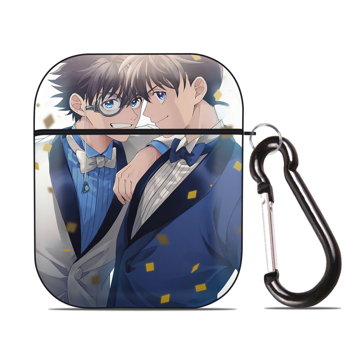 （画像用） 名探偵コナン Detective Conan AirPods 第2世代保護ケース ハードシェル ブラック 耐衝撃・防指紋・カラビナ付き