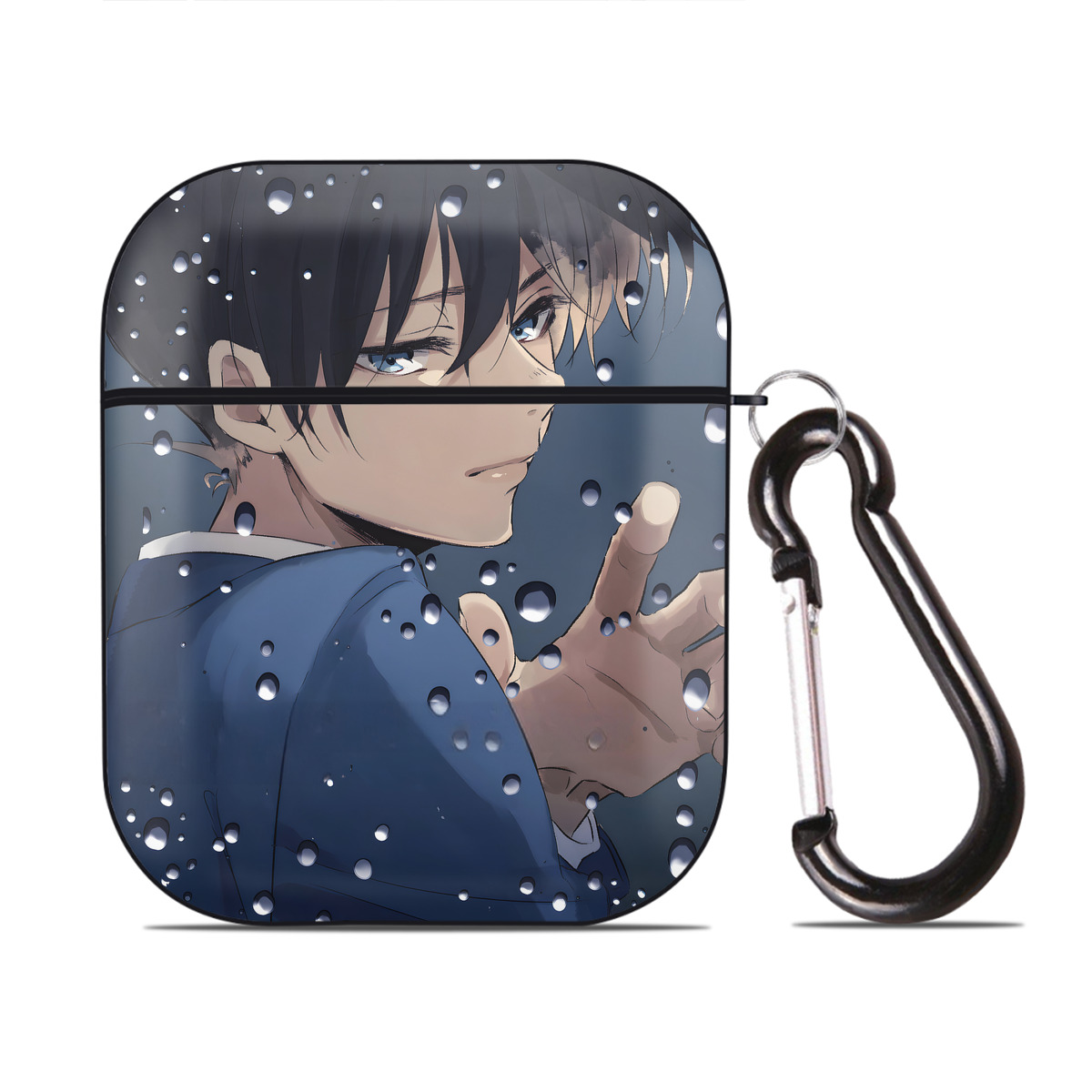 （画像用） 名探偵コナン Detective Conan AirPods 第2世代保護ケース ハードシェル ブラック 耐衝撃・防指紋・カラビナ付き