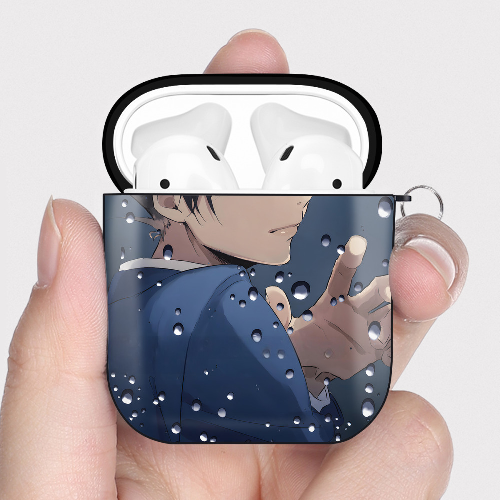 （画像用） 名探偵コナン Detective Conan AirPods 第2世代保護ケース ハードシェル ブラック 耐衝撃・防指紋・カラビナ付き
