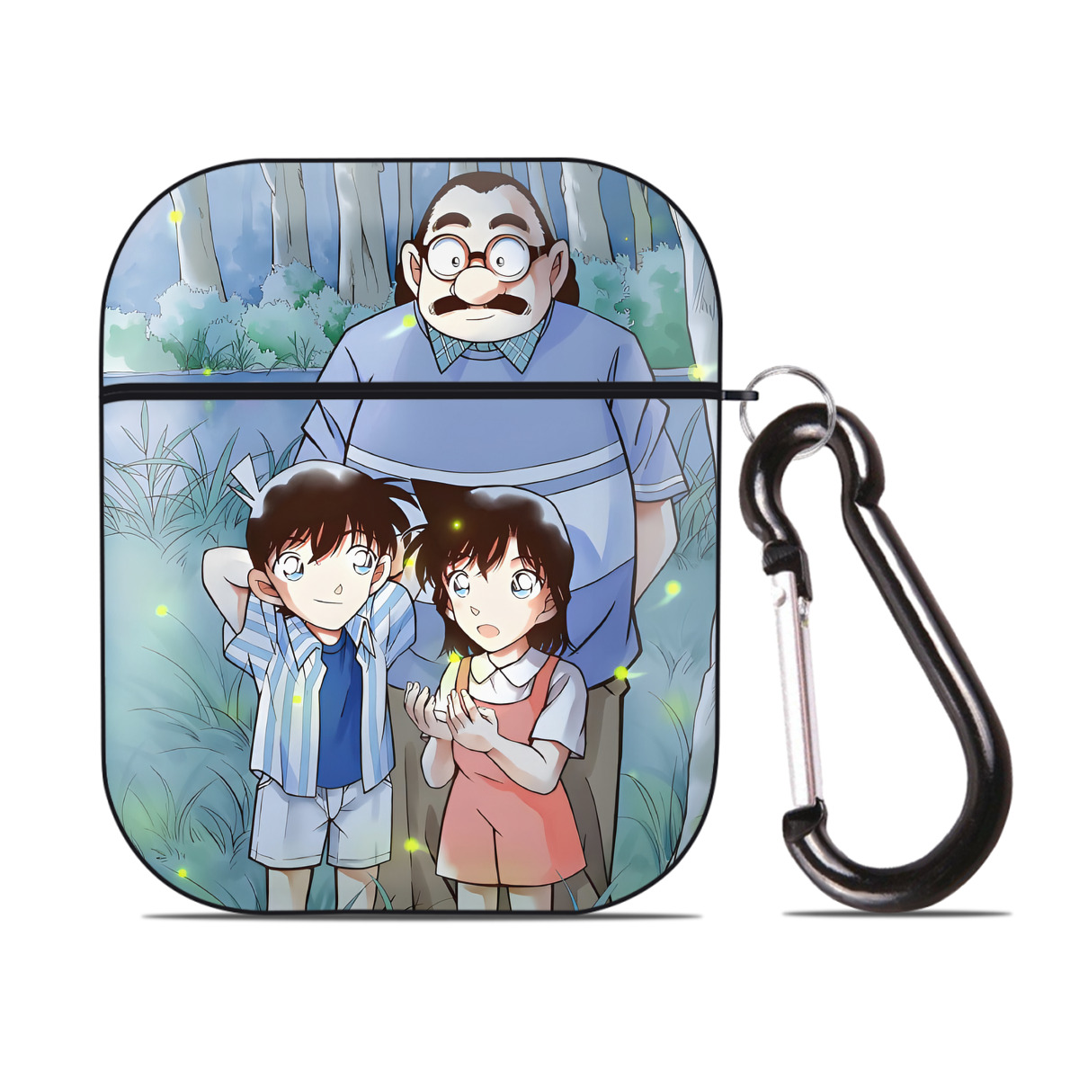 （画像用） 名探偵コナン Detective Conan AirPods 第2世代保護ケース ハードシェル ブラック 耐衝撃・防指紋・カラビナ付き