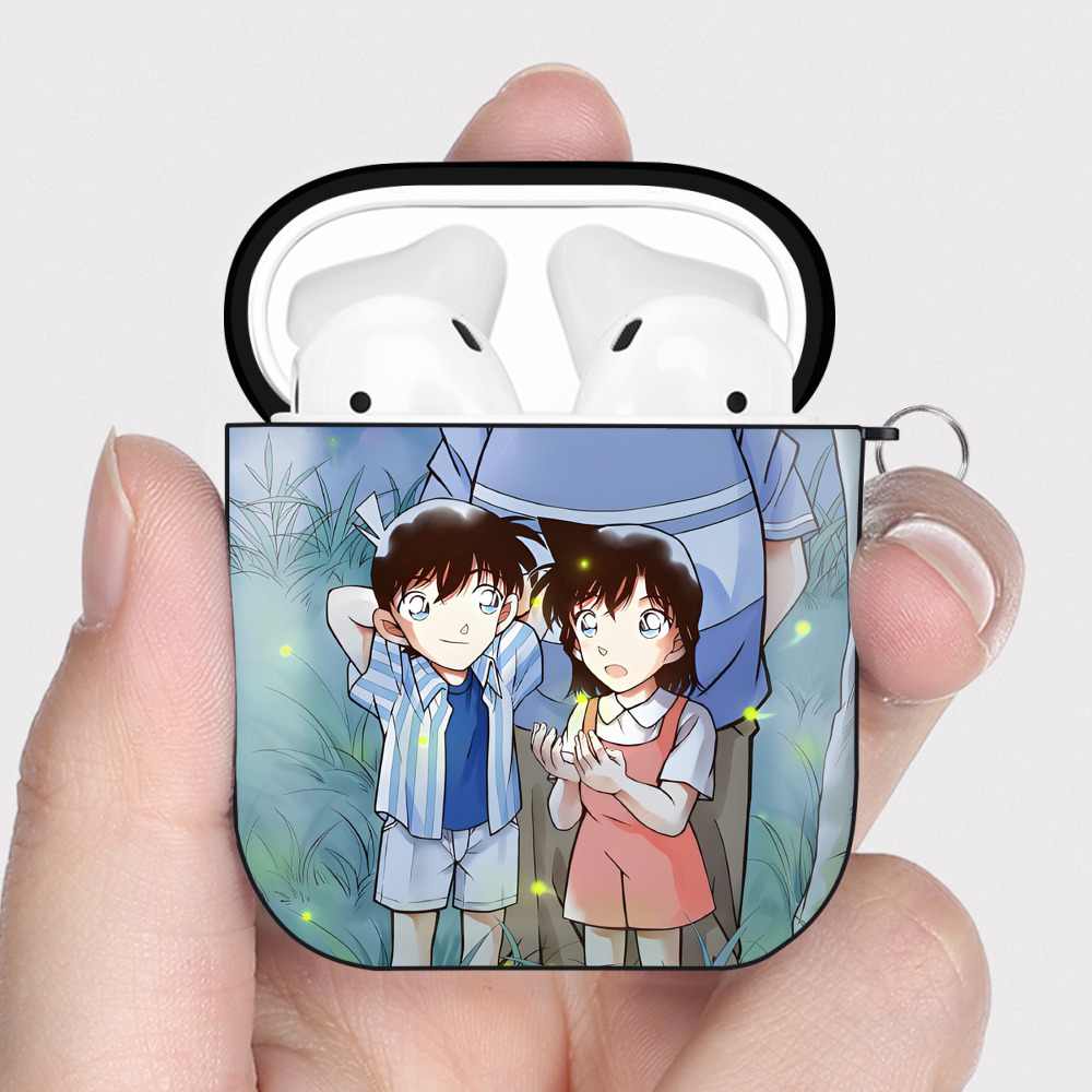 （画像用） 名探偵コナン Detective Conan AirPods 第2世代保護ケース ハードシェル ブラック 耐衝撃・防指紋・カラビナ付き