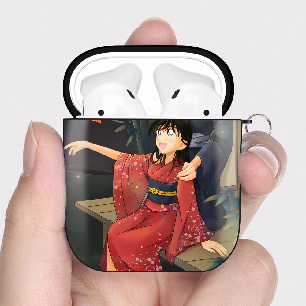 （画像用） 名探偵コナン Detective Conan AirPods 第2世代保護ケース ハードシェル ブラック 耐衝撃・防指紋・カラビナ付き