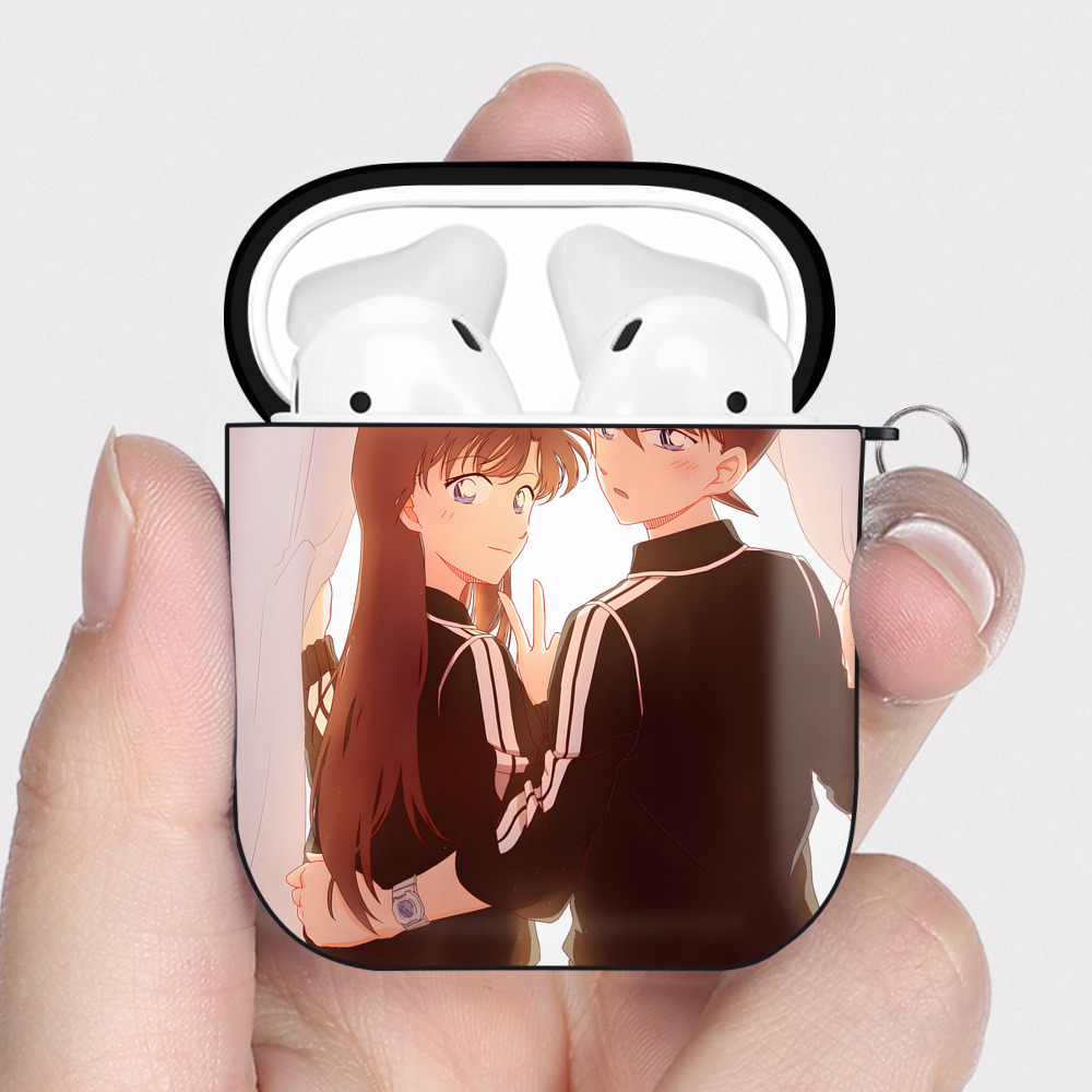 （画像用） 名探偵コナン Detective Conan AirPods 第2世代保護ケース ハードシェル ブラック 耐衝撃・防指紋・カラビナ付き