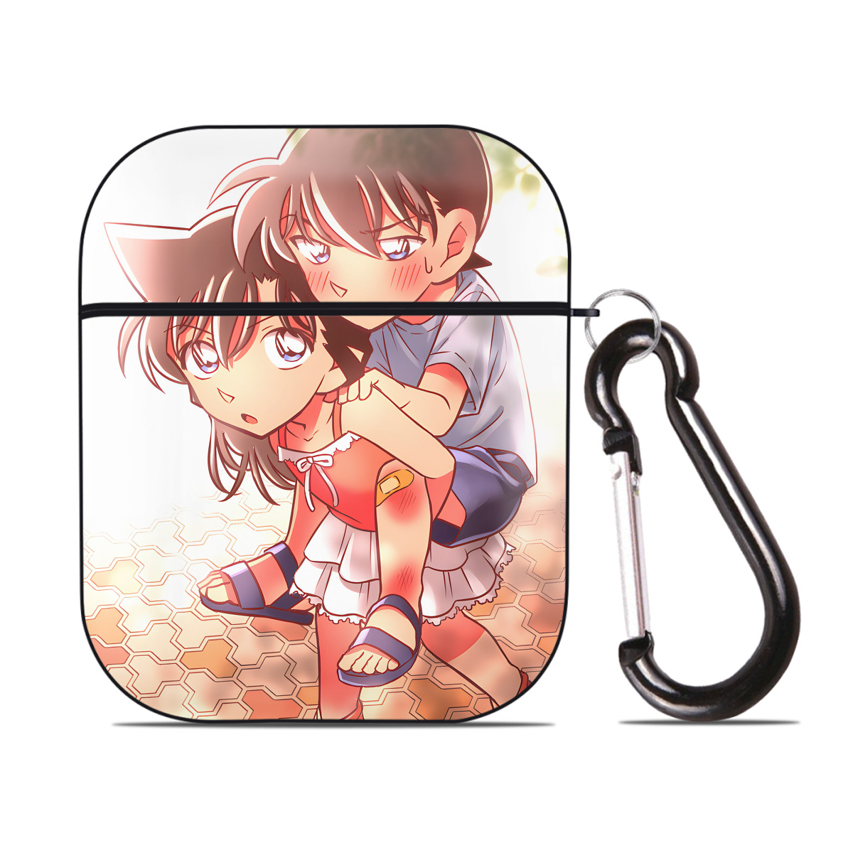 （画像用） 名探偵コナン Detective Conan AirPods 第2世代保護ケース ハードシェル ブラック 耐衝撃・防指紋・カラビナ付き