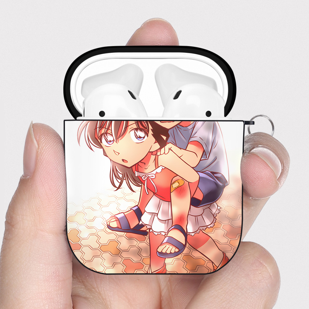 （画像用） 名探偵コナン Detective Conan AirPods 第2世代保護ケース ハードシェル ブラック 耐衝撃・防指紋・カラビナ付き