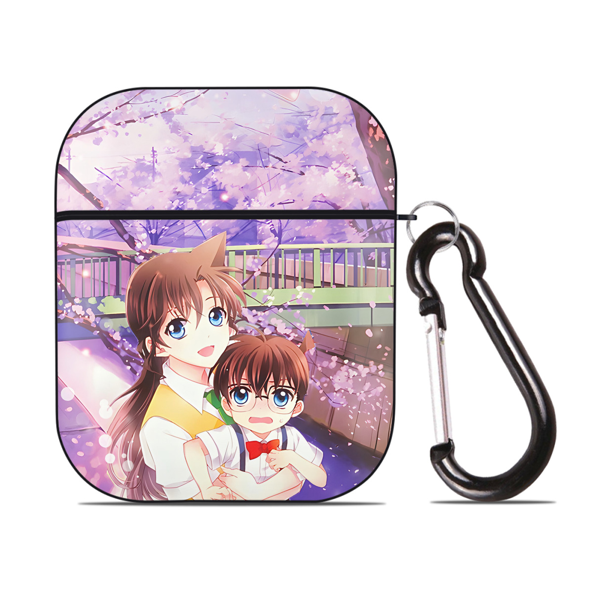 （画像用） 名探偵コナン Detective Conan AirPods 第2世代保護ケース ハードシェル ブラック 耐衝撃・防指紋・カラビナ付き