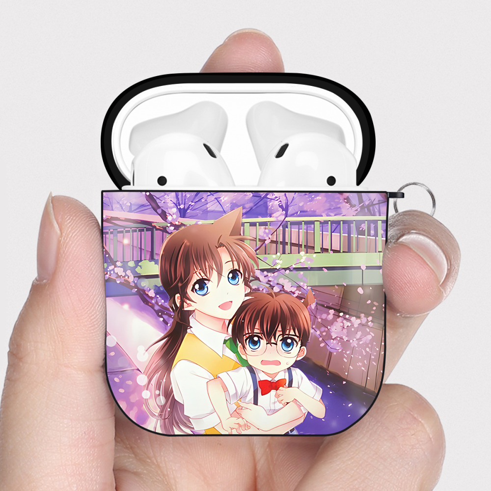 （画像用） 名探偵コナン Detective Conan AirPods 第2世代保護ケース ハードシェル ブラック 耐衝撃・防指紋・カラビナ付き