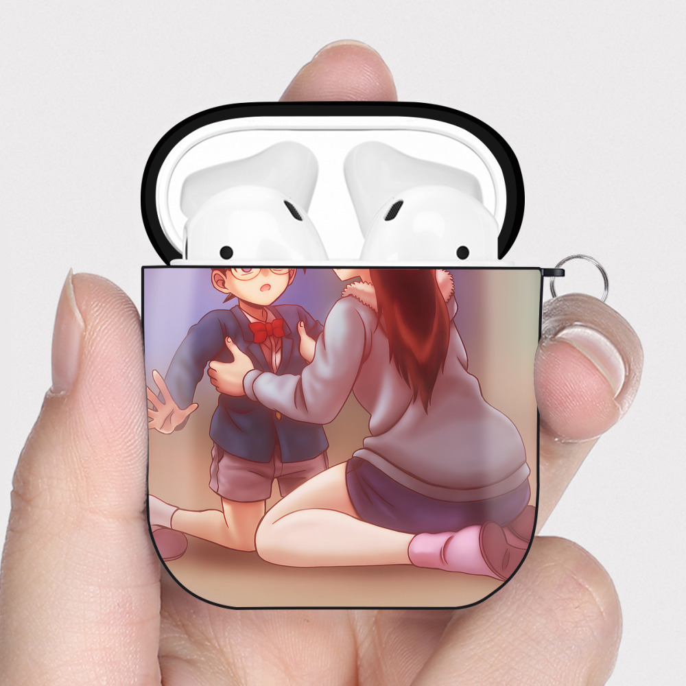 （画像用） 名探偵コナン Detective Conan AirPods 第2世代保護ケース ハードシェル ブラック 耐衝撃・防指紋・カラビナ付き