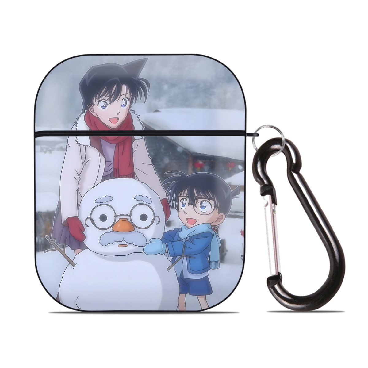 （画像用） 名探偵コナン Detective Conan AirPods 第2世代保護ケース ハードシェル ブラック 耐衝撃・防指紋・カラビナ付き