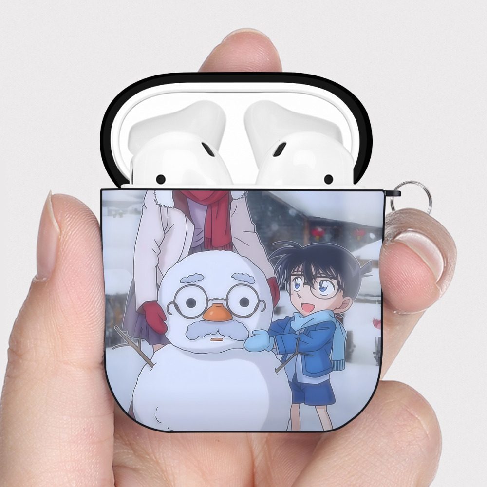 （画像用） 名探偵コナン Detective Conan AirPods 第2世代保護ケース ハードシェル ブラック 耐衝撃・防指紋・カラビナ付き