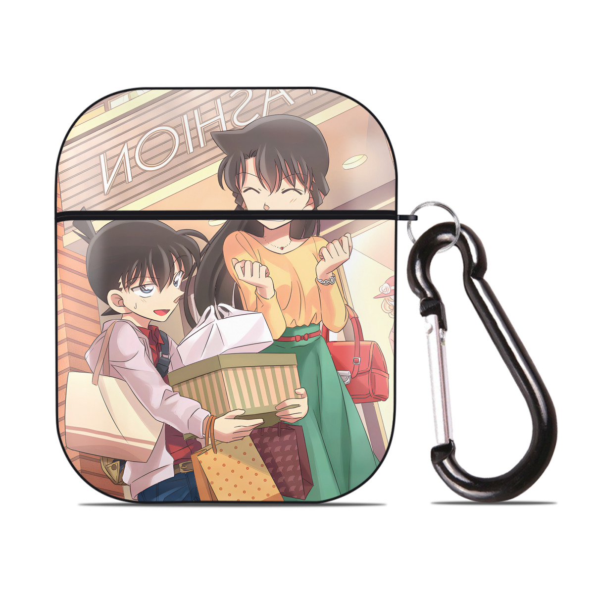 （画像用） 名探偵コナン Detective Conan AirPods 第2世代保護ケース ハードシェル ブラック 耐衝撃・防指紋・カラビナ付き