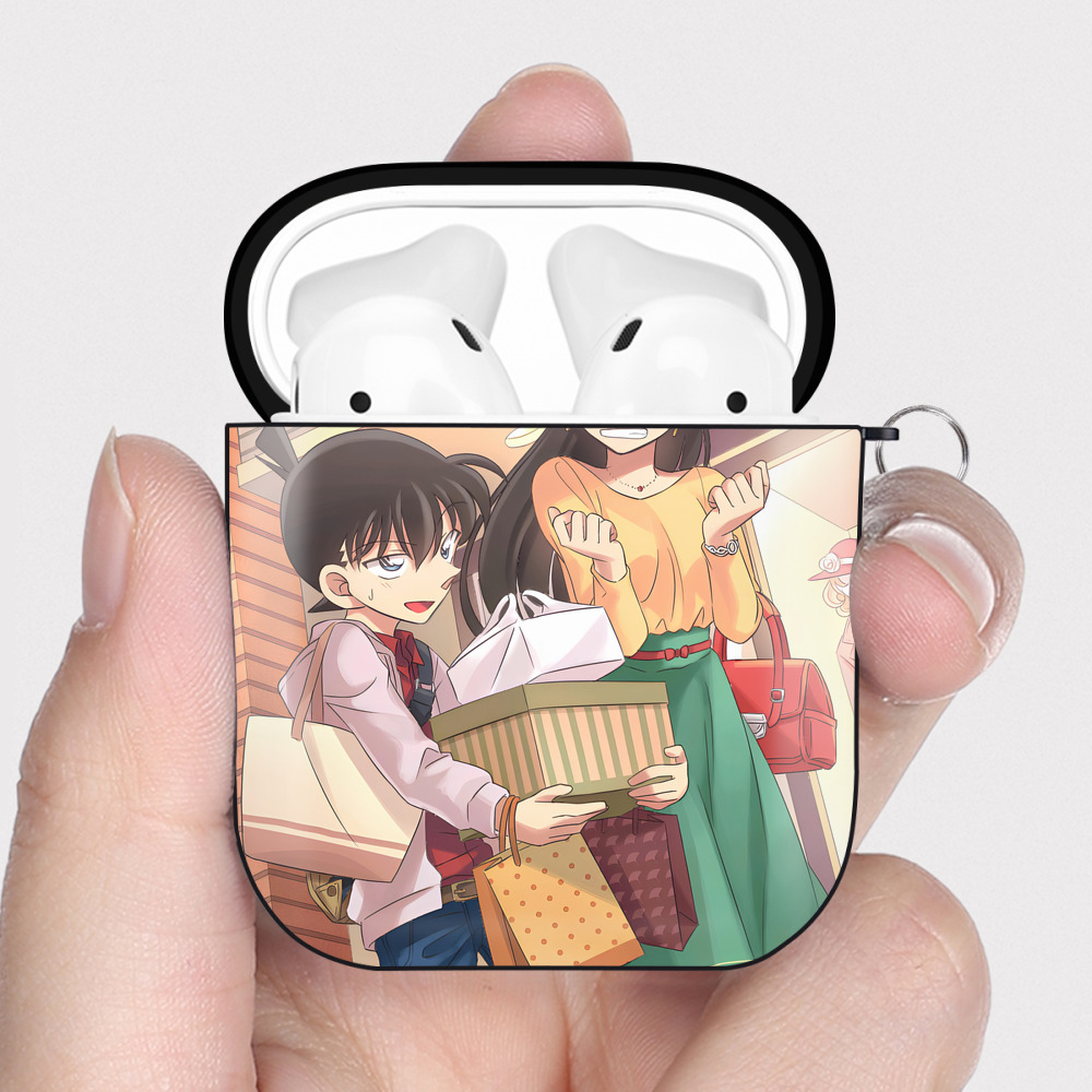 （画像用） 名探偵コナン Detective Conan AirPods 第2世代保護ケース ハードシェル ブラック 耐衝撃・防指紋・カラビナ付き