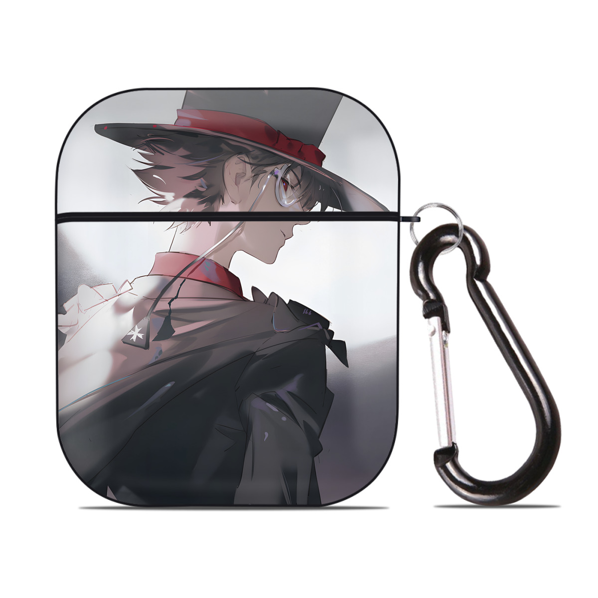 （画像用） 名探偵コナン Detective Conan AirPods 第2世代保護ケース ハードシェル ブラック 耐衝撃・防指紋・カラビナ付き