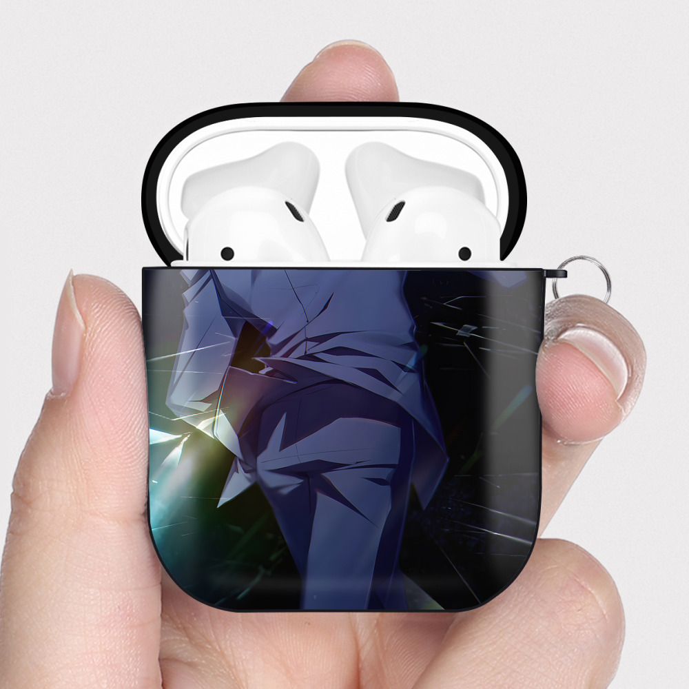 （画像用） 名探偵コナン Detective Conan AirPods 第2世代保護ケース ハードシェル ブラック 耐衝撃・防指紋・カラビナ付き