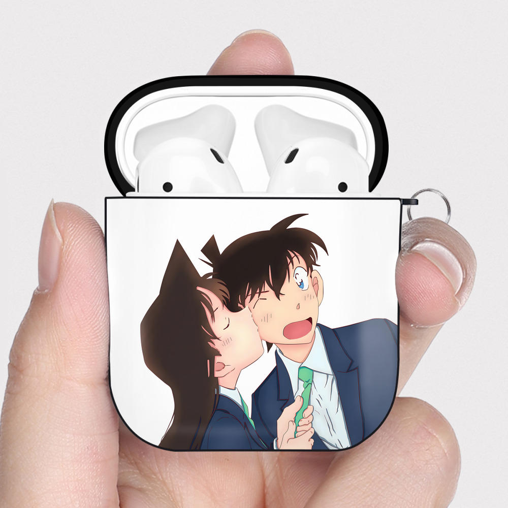 （画像用） 名探偵コナン Detective Conan AirPods 第2世代保護ケース ハードシェル ブラック 耐衝撃・防指紋・カラビナ付き