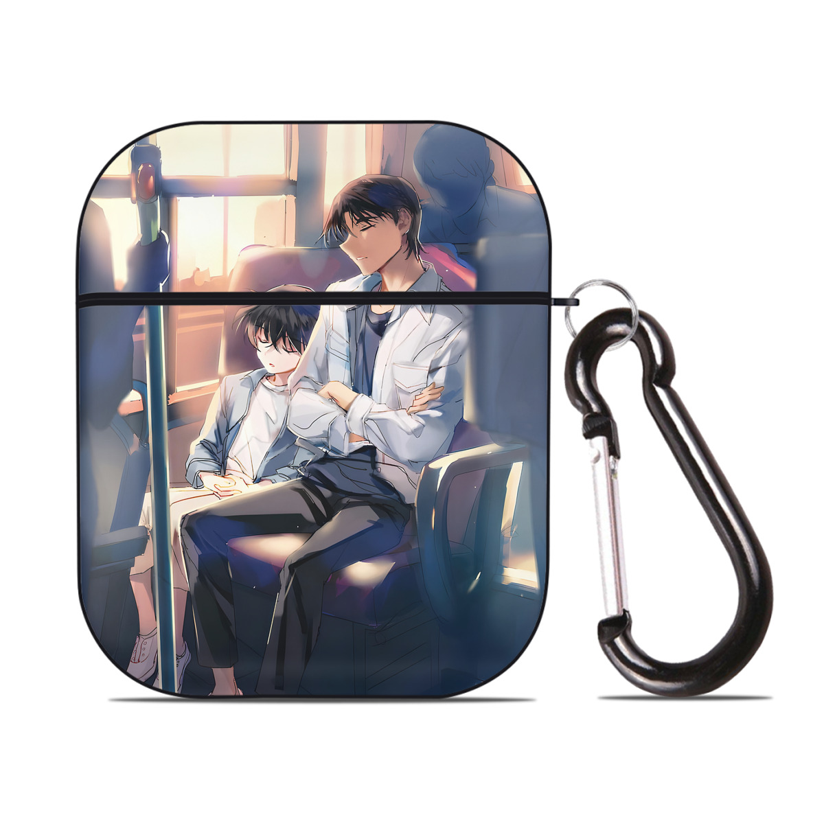 （画像用） 名探偵コナン Detective Conan AirPods 第2世代保護ケース ハードシェル ブラック 耐衝撃・防指紋・カラビナ付き