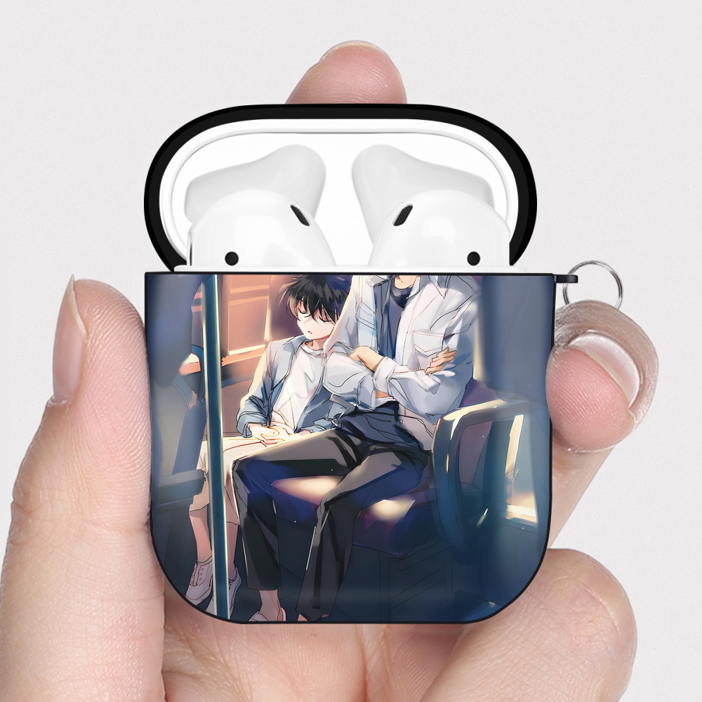（画像用） 名探偵コナン Detective Conan AirPods 第2世代保護ケース ハードシェル ブラック 耐衝撃・防指紋・カラビナ付き