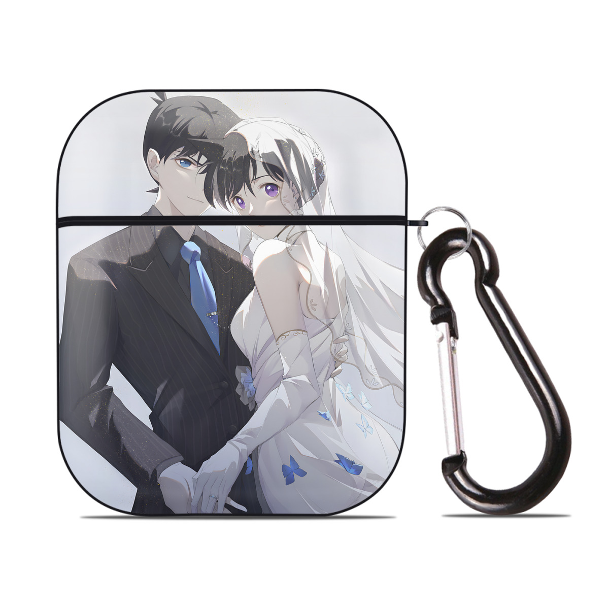 （画像用） 名探偵コナン Detective Conan AirPods 第2世代保護ケース ハードシェル ブラック 耐衝撃・防指紋・カラビナ付き