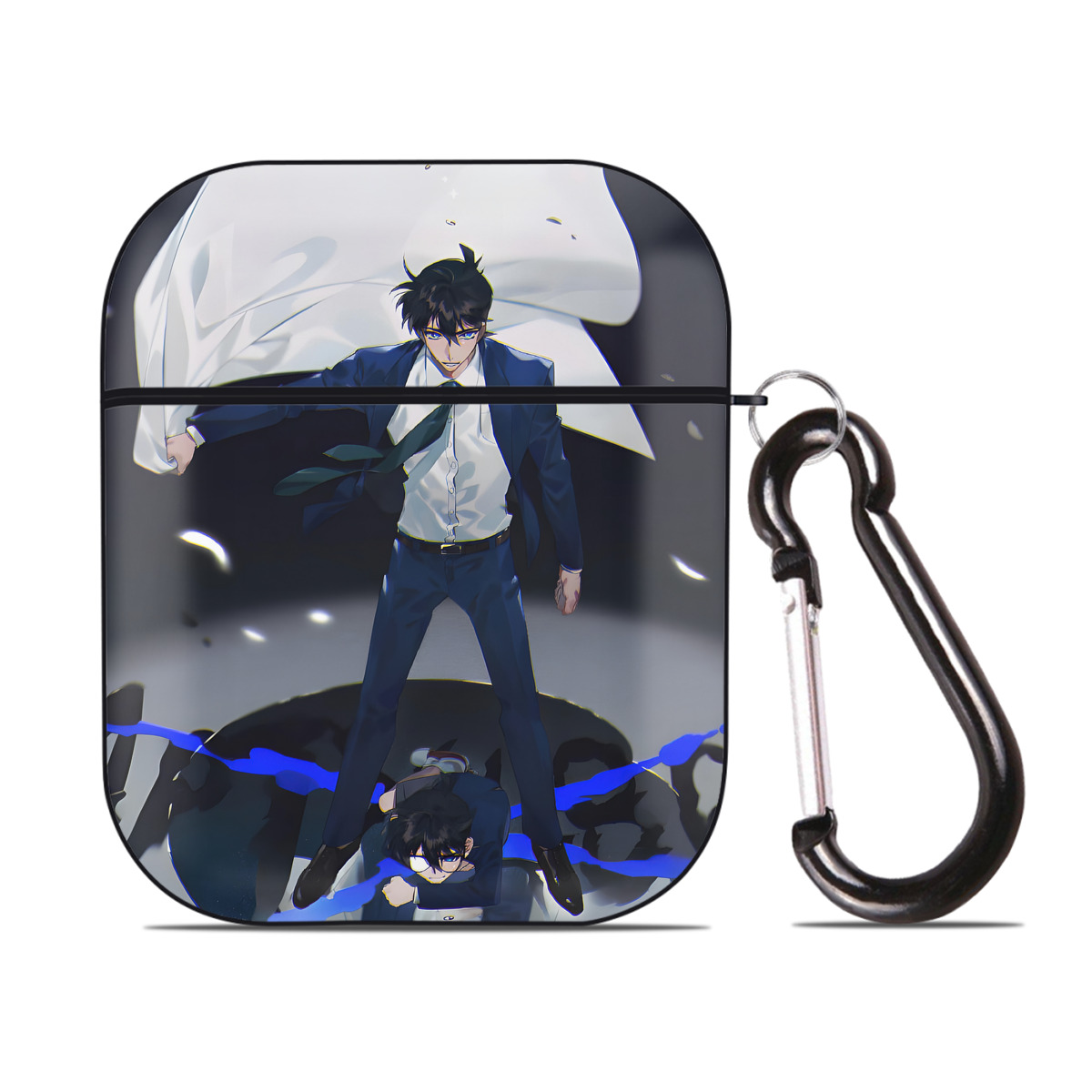 （画像用） 名探偵コナン Detective Conan AirPods 第2世代保護ケース ハードシェル ブラック 耐衝撃・防指紋・カラビナ付き
